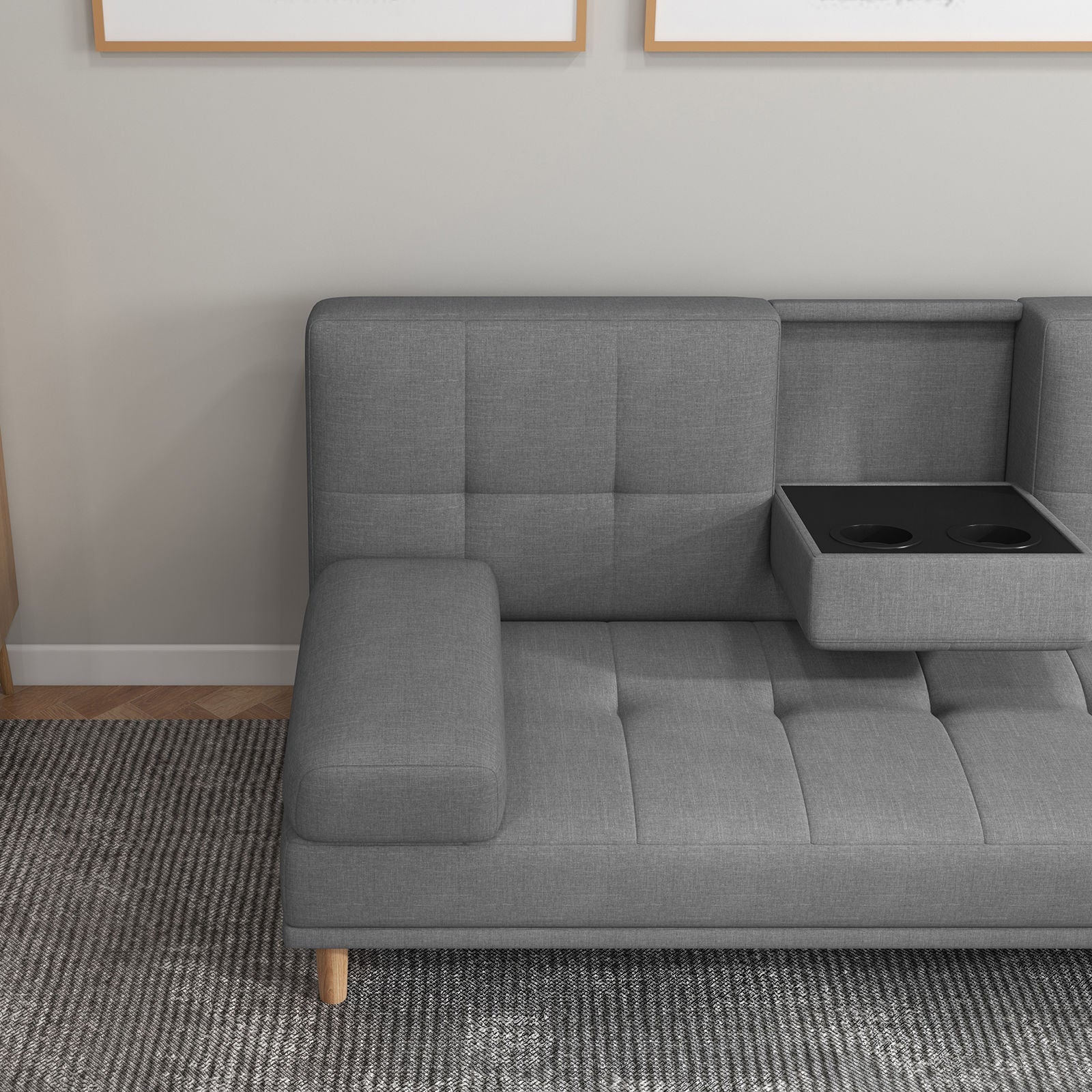 Casa Decor Mendoza 2 in 1 Sofa Bed Couch Pull Down Cupholder 3 Seats Futon-Sofas & Sofa Beds-PEROZ Accessories