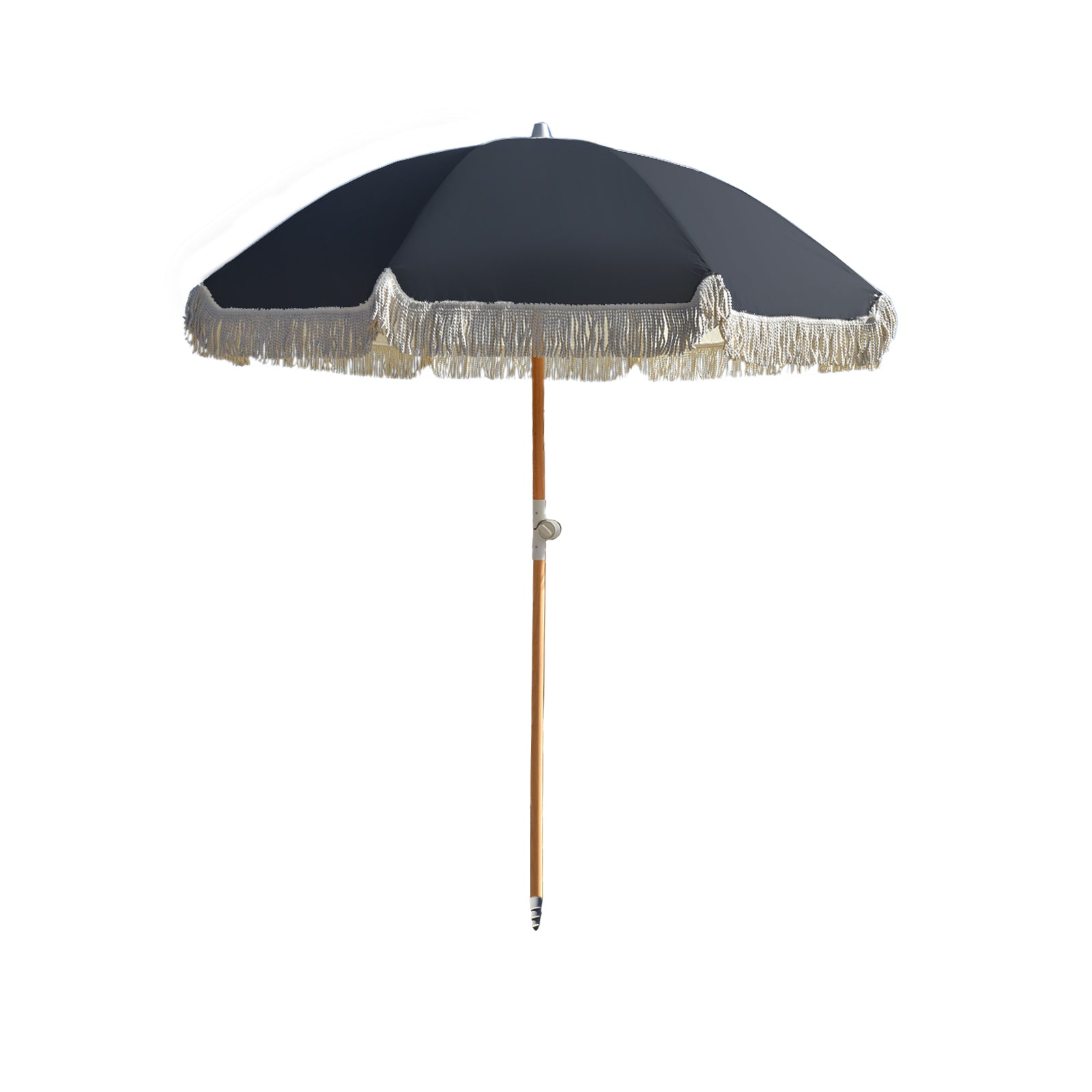 Havana Outdoors Beach Umbrella Portable 2 Metre Fringed Garden Sun Shade Shelter-Outdoor Umbrellas-PEROZ Accessories