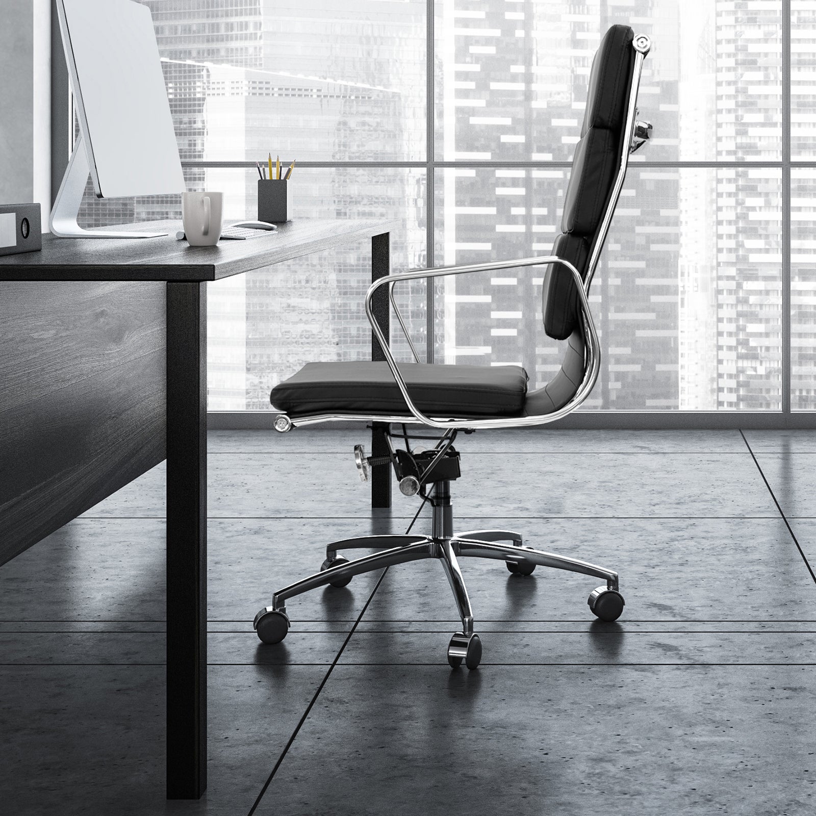 Milano Premium Office Executive Computer Chair PU Leather Steel Chrome-Office Chairs-PEROZ Accessories