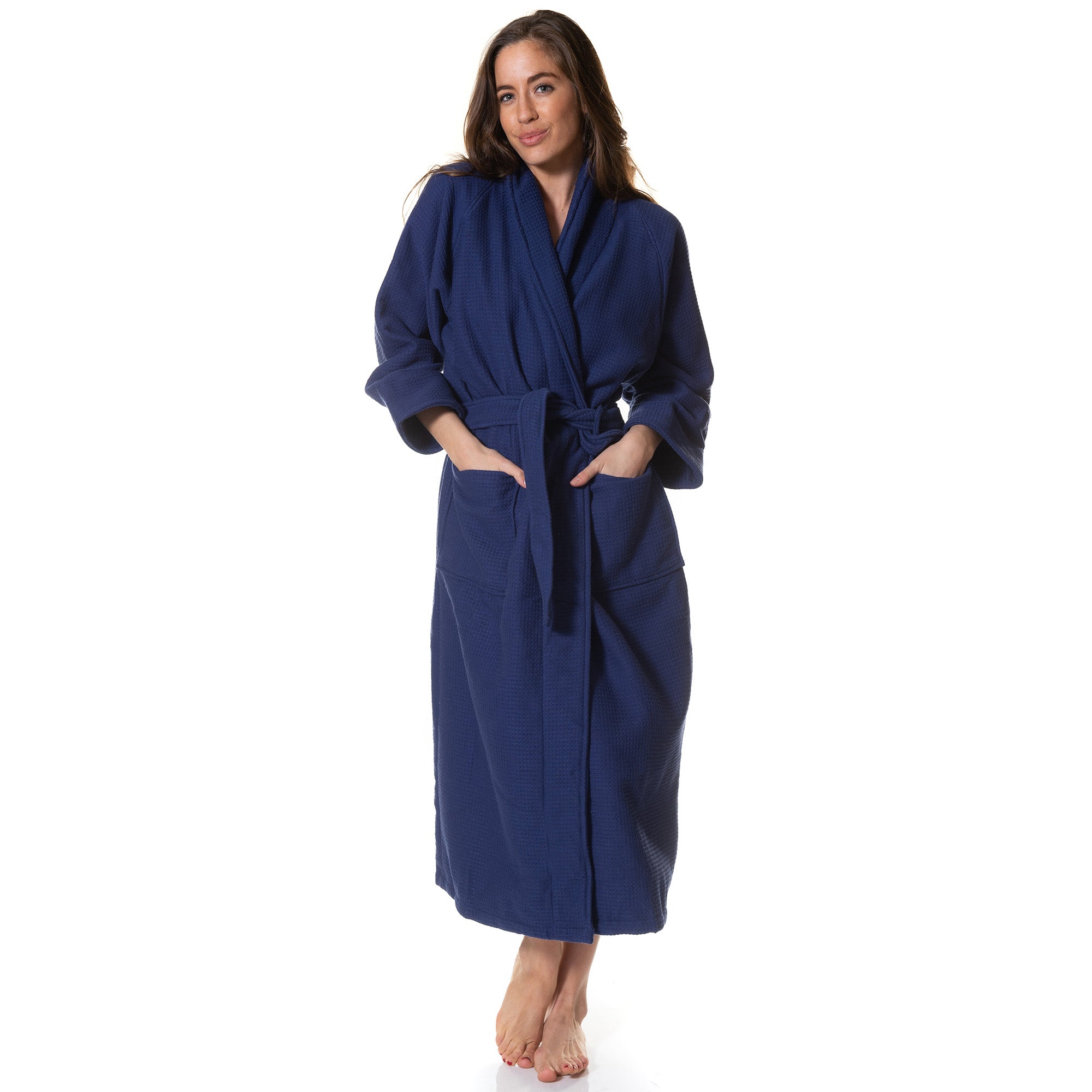 Royal Comfort 100% Cotton Bathrobe Waffle Unisex Ultra Soft Absorbent Durable-Lingerie, Sleepwear & Loungewear-PEROZ Accessories