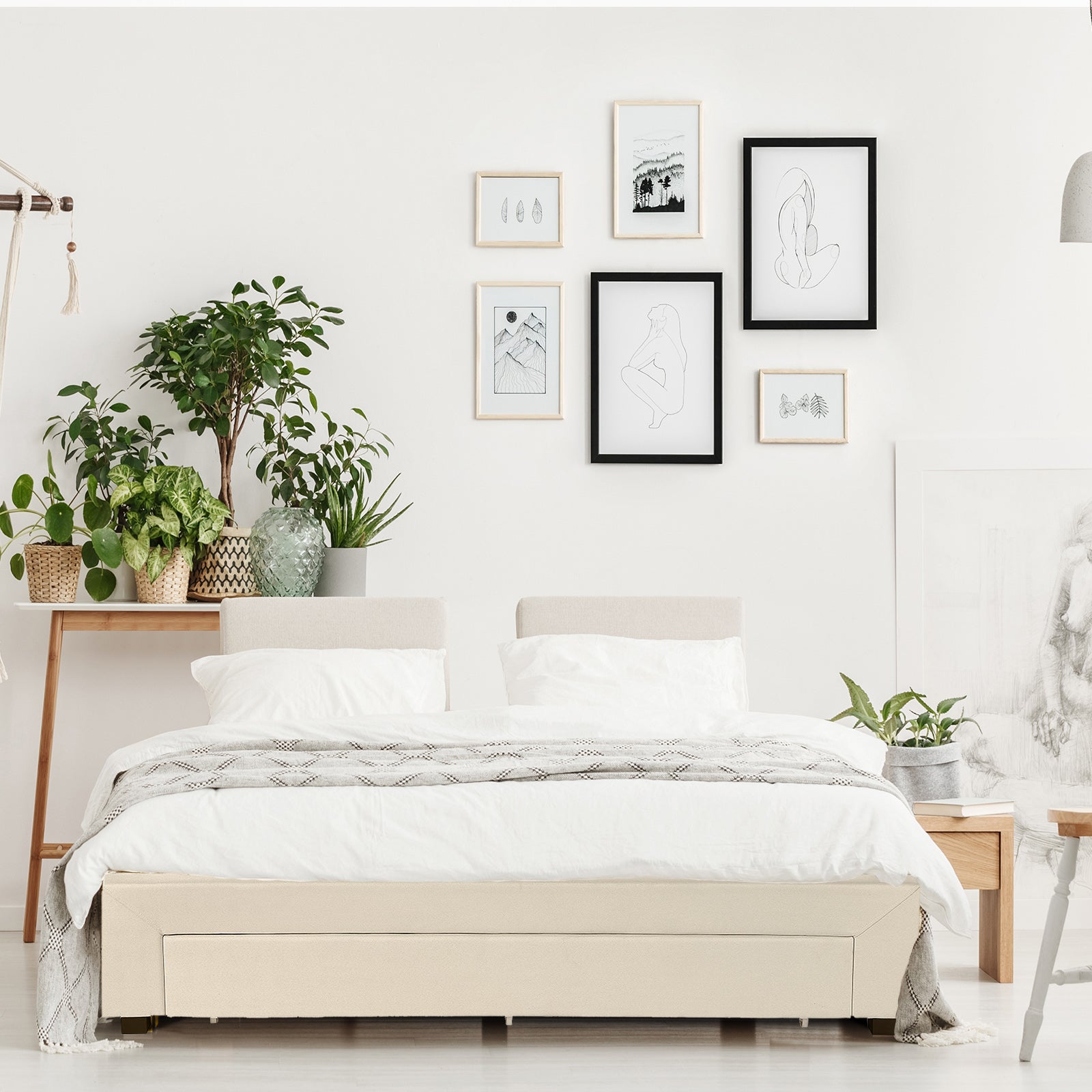 Milano Decor Palermo Bed Base with Drawers Upholstered Fabric Wood-Bed Frames & Bases-PEROZ Accessories