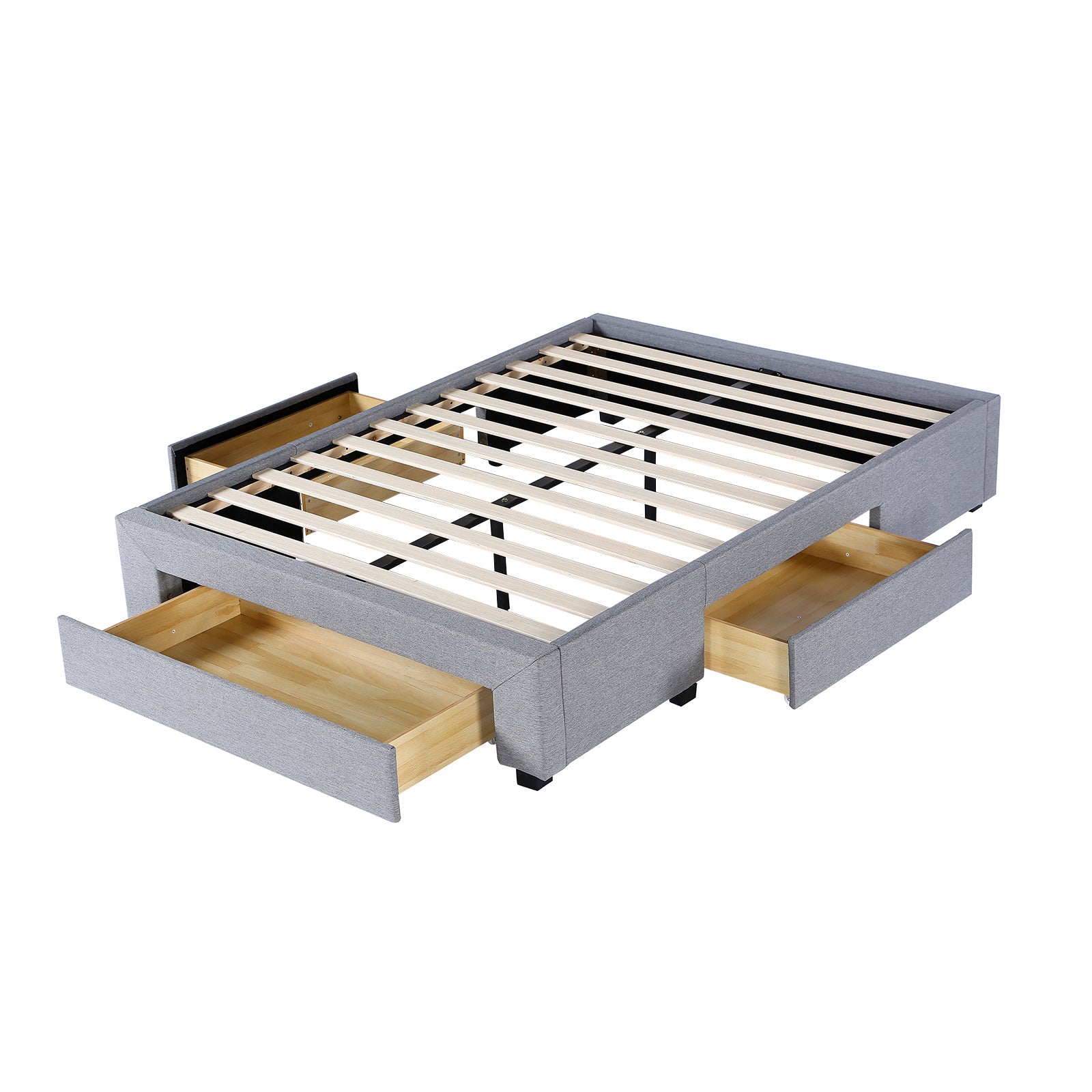 Milano Decor Palermo Bed Base with Drawers Upholstered Fabric Wood-Bed Frames & Bases-PEROZ Accessories