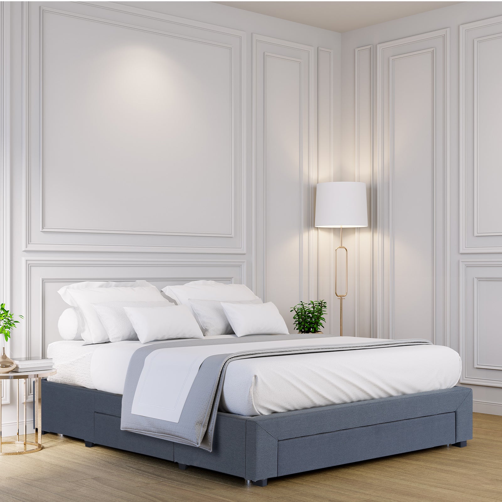 Milano Decor Palermo Bed Base with Drawers Upholstered Fabric Wood-Bed Frames & Bases-PEROZ Accessories