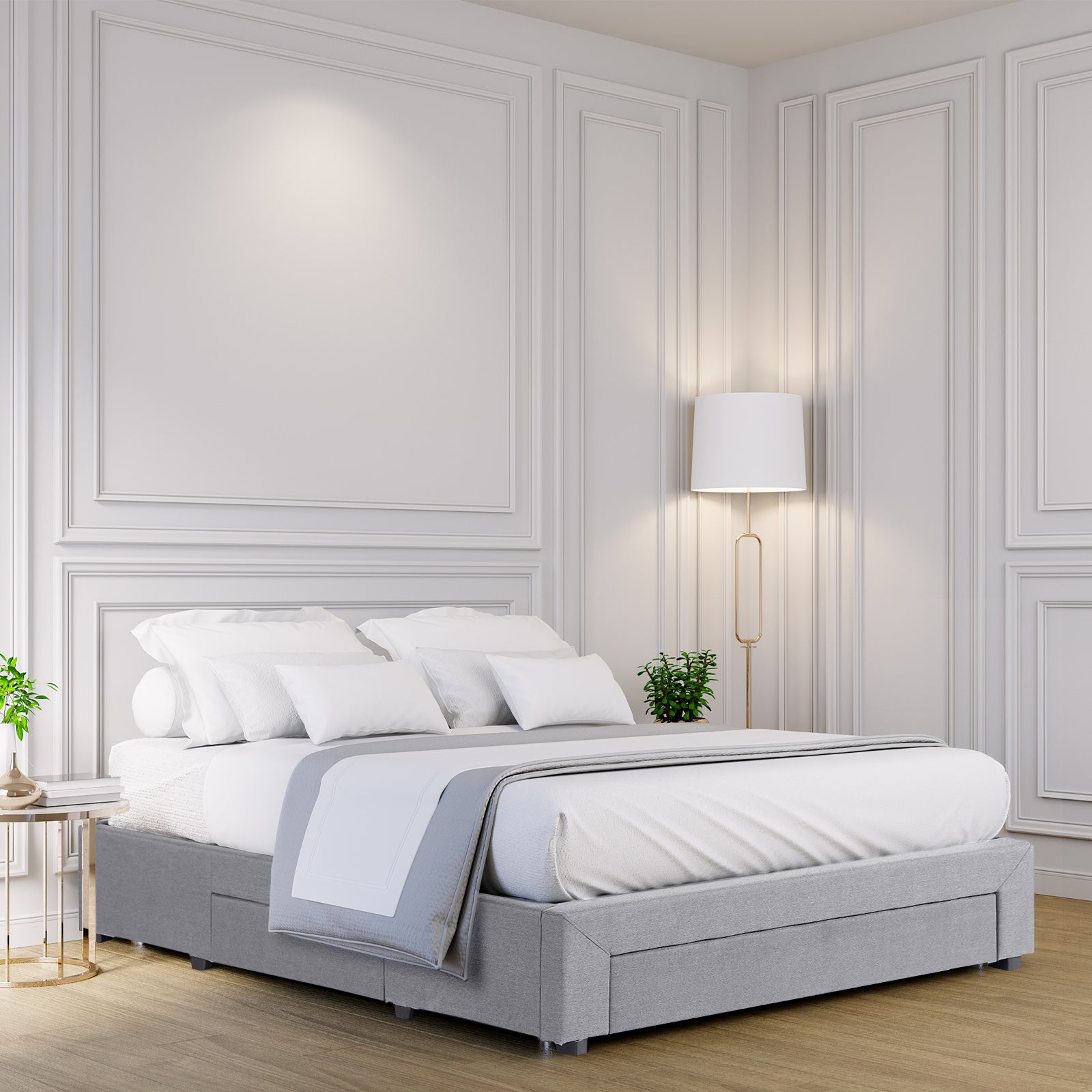 Milano Decor Palermo Bed Base with Drawers Upholstered Fabric Wood-Bed Frames & Bases-PEROZ Accessories