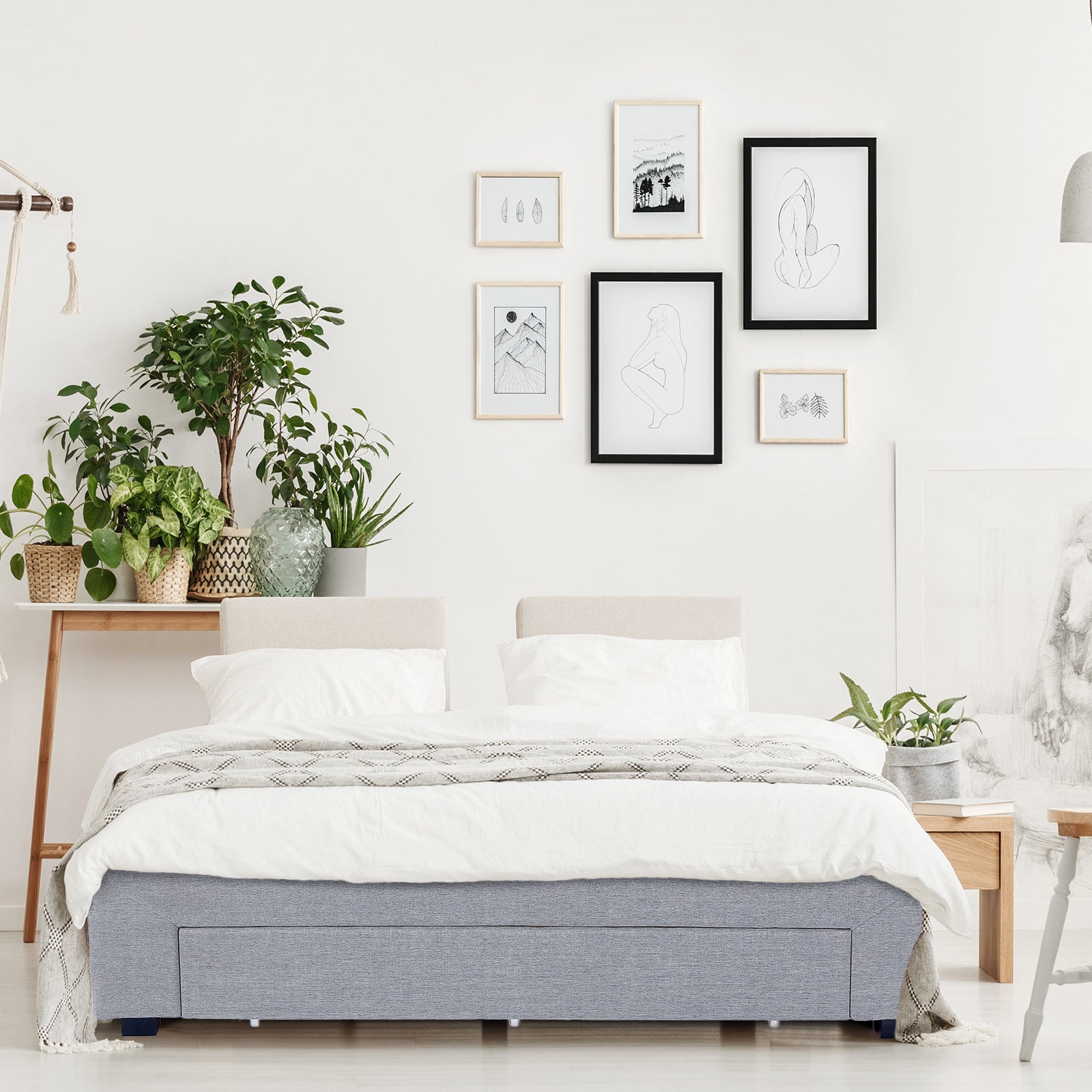 Milano Decor Palermo Bed Base with Drawers Upholstered Fabric Wood-Bed Frames & Bases-PEROZ Accessories