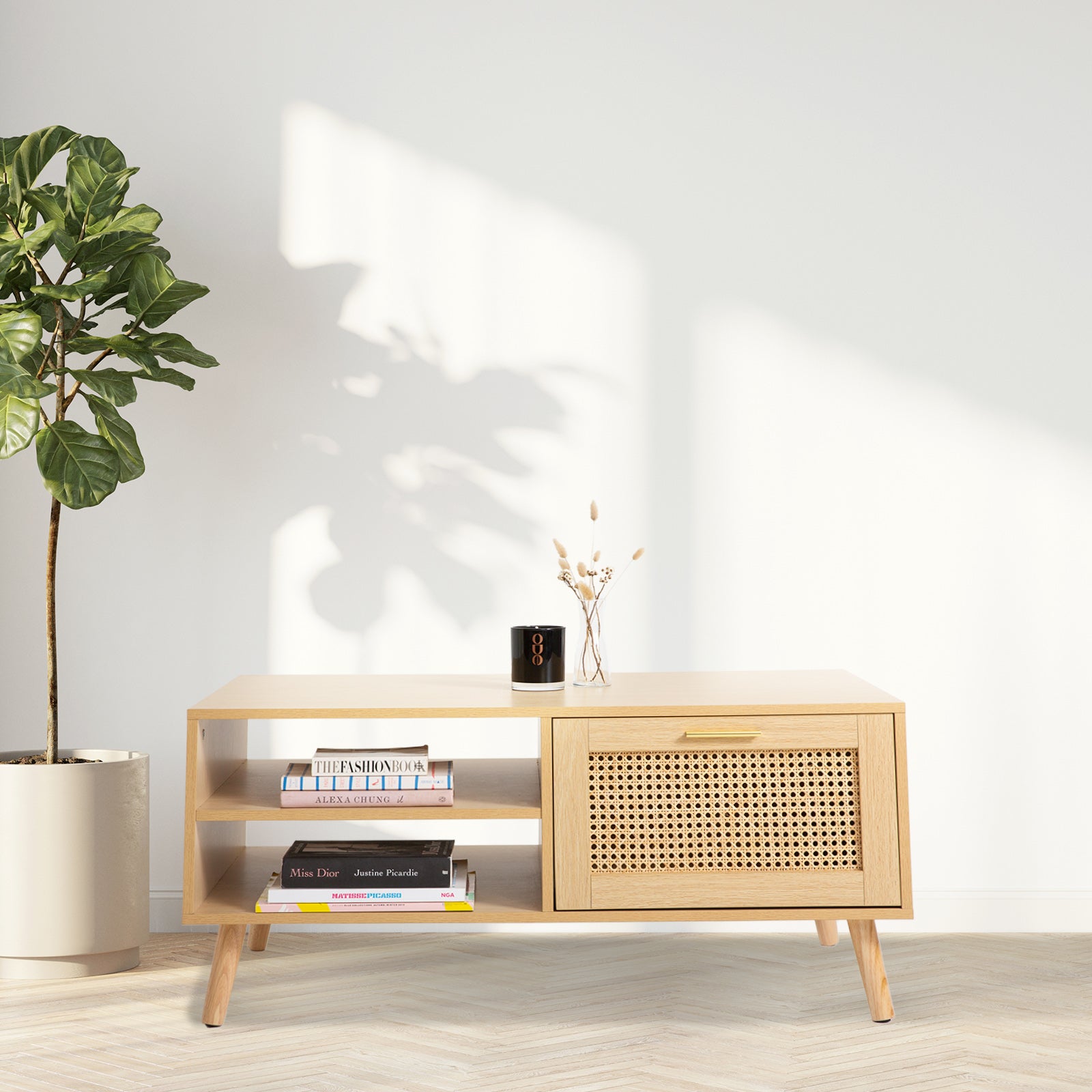 Casa Decor Santiago Rattan Coffee Table Storage Drawer Furniture Wooden-Tables-PEROZ Accessories