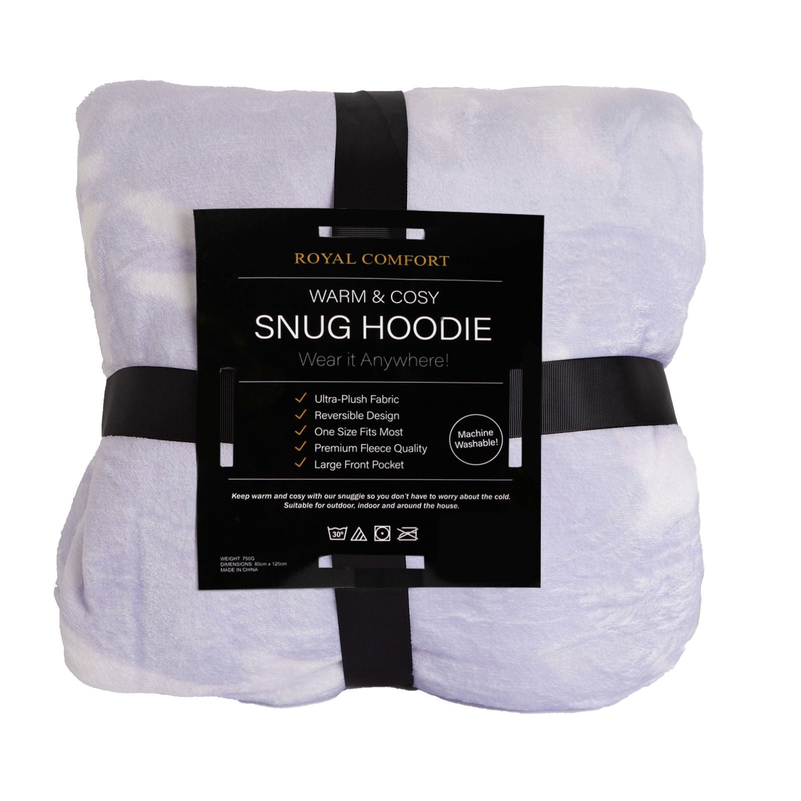 Royal Comfort Premium Snug Hoodie Nightwear Super Soft Reversible Fleece 750GSM-Lingerie, Sleepwear & Loungewear-PEROZ Accessories