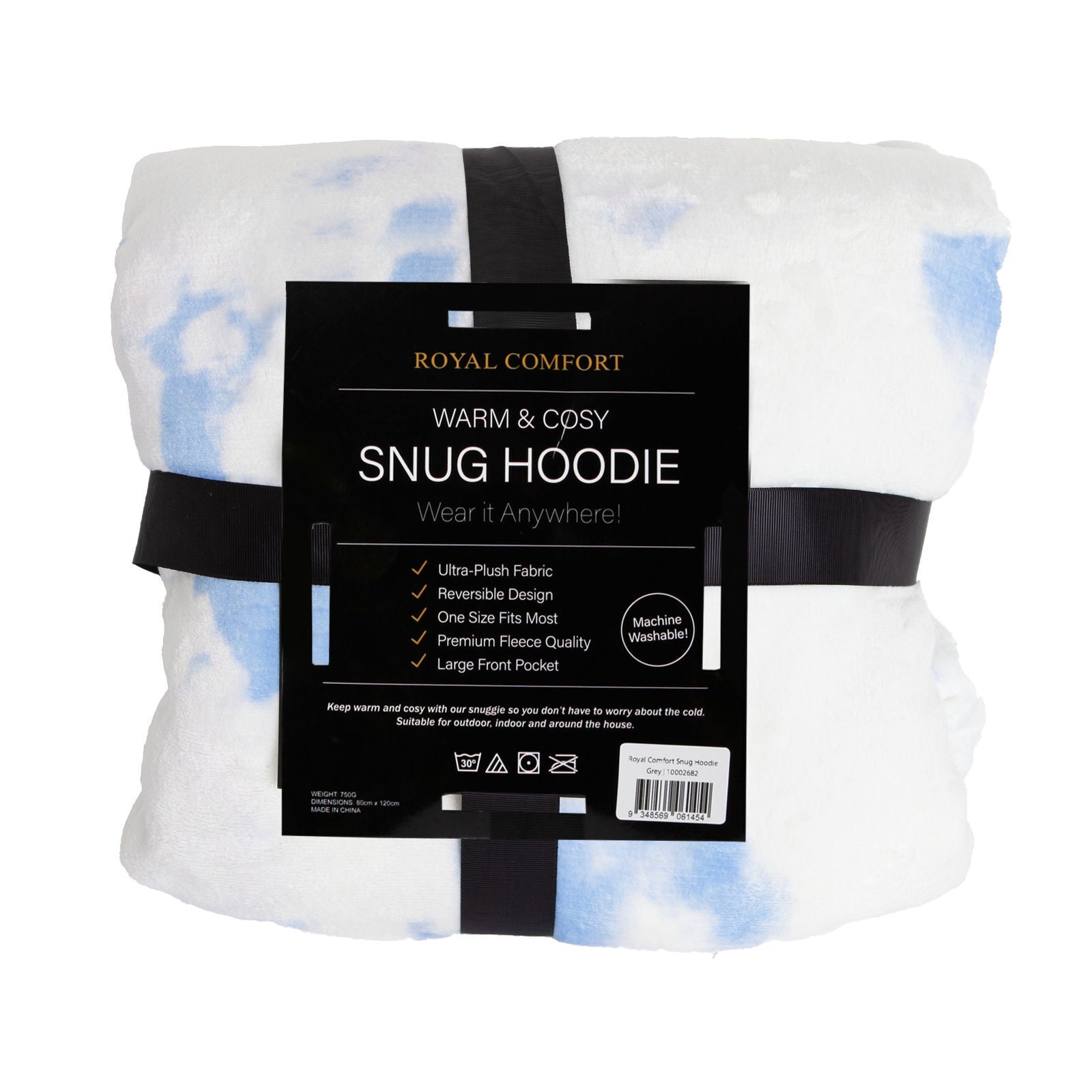 Royal Comfort Premium Snug Hoodie Nightwear Super Soft Reversible Fleece 750GSM-Lingerie, Sleepwear & Loungewear-PEROZ Accessories