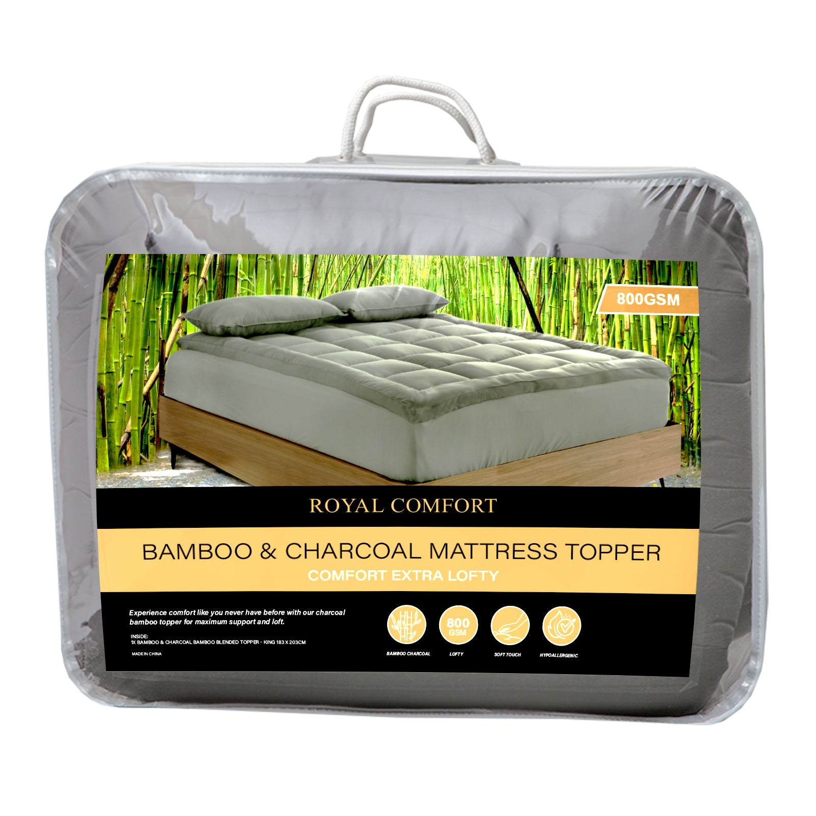 Royal Comfort Bamboo Blend Topper 800GSM 45cm Skirt Luxury Bedding-Bedding-PEROZ Accessories
