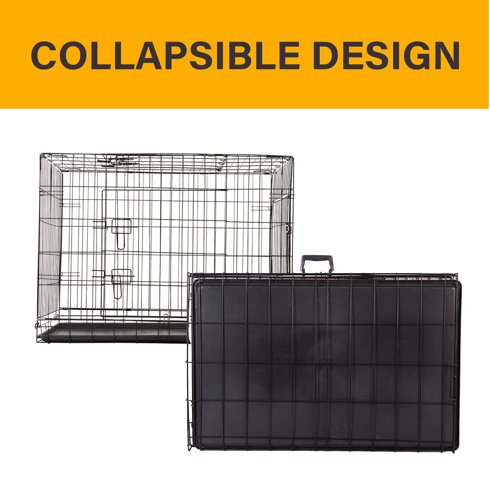 4Paws Dog Cage Pet Crate Cat Puppy Metal Cage ABS Tray Foldable Portable-Crates, Houses & Pens-PEROZ Accessories