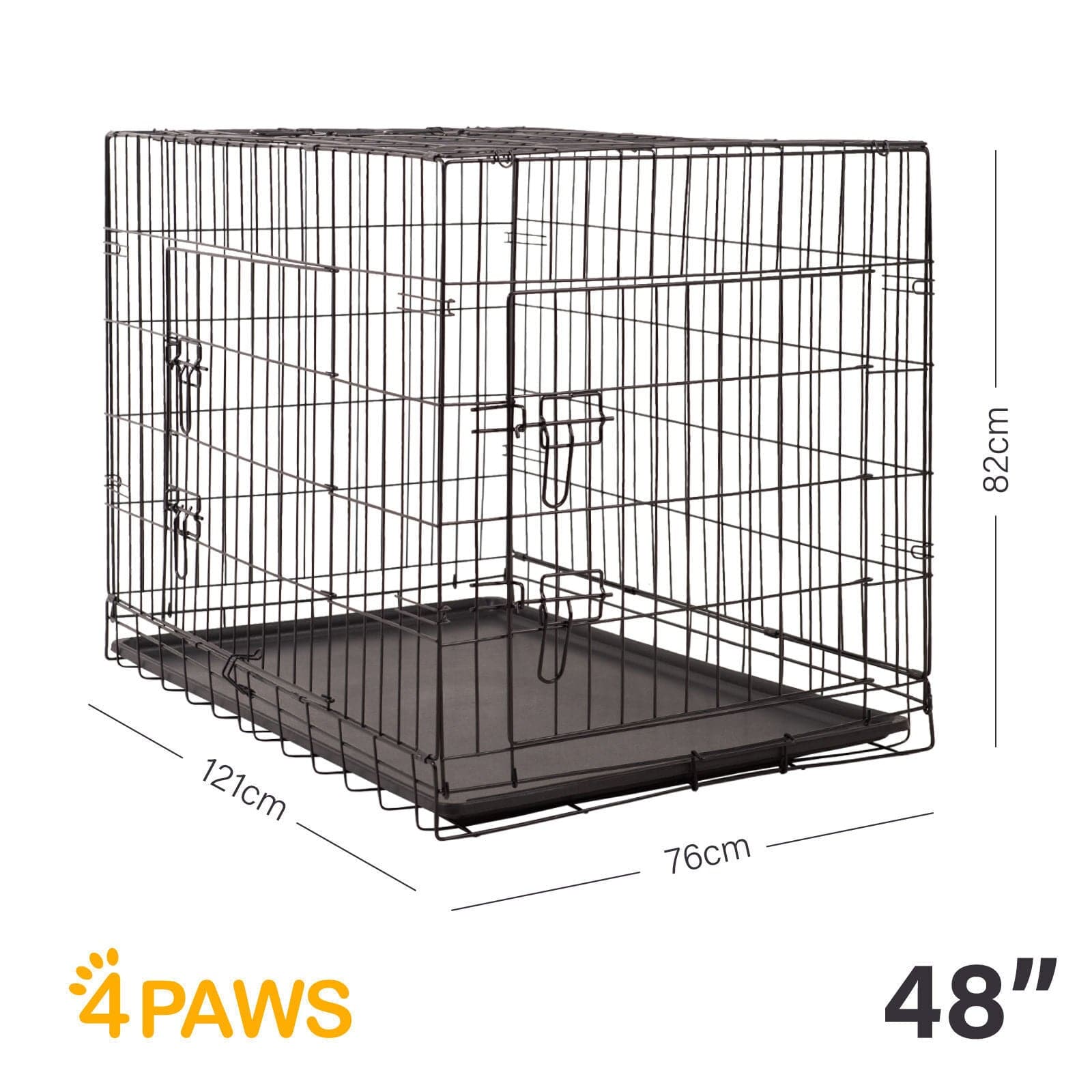 4Paws Dog Cage Pet Crate Cat Puppy Metal Cage ABS Tray Foldable Portable-Crates, Houses & Pens-PEROZ Accessories