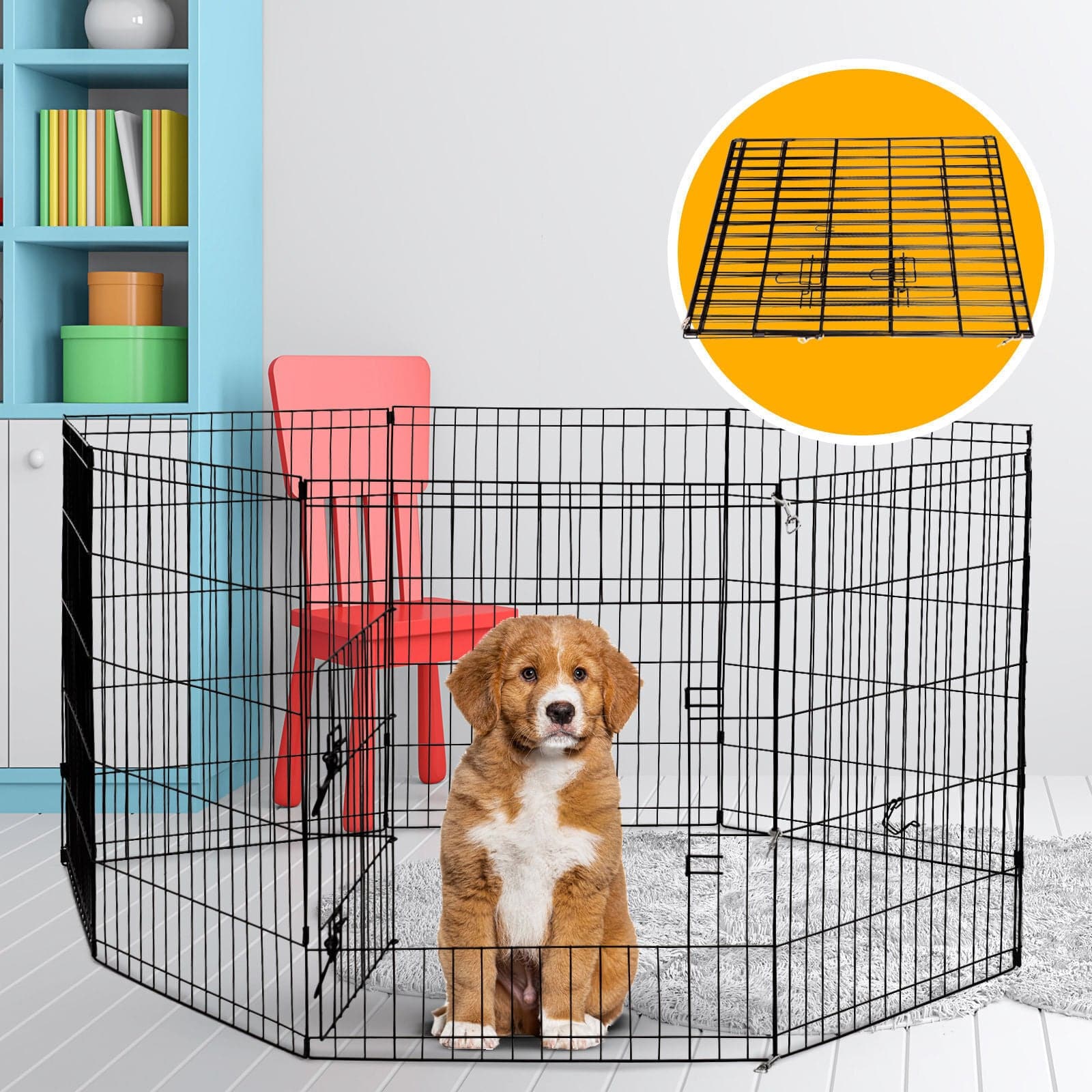 4Paws 8 Panel Playpen Puppy Exercise Fence Cage Enclosure Pets-Crates, Houses & Pens-PEROZ Accessories