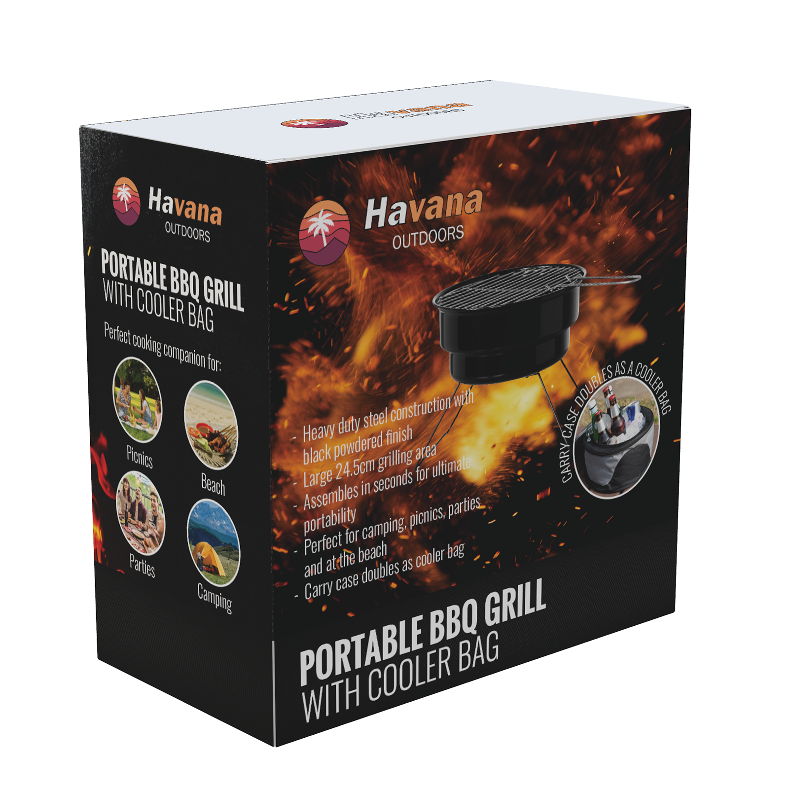 Havana Outdoors 2-IN-1 BBQ Grill Cooler Combo Set Outdoor Camping Picnic-Barbecues-PEROZ Accessories