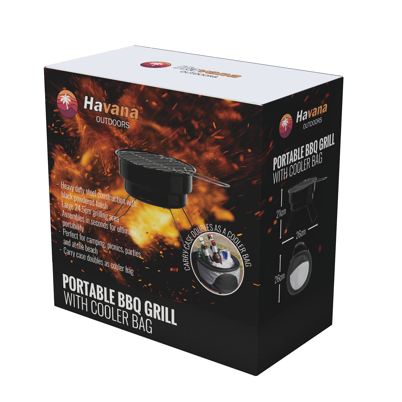 Havana Outdoors 2-IN-1 BBQ Grill Cooler Combo Set Outdoor Camping Picnic-Barbecues-PEROZ Accessories