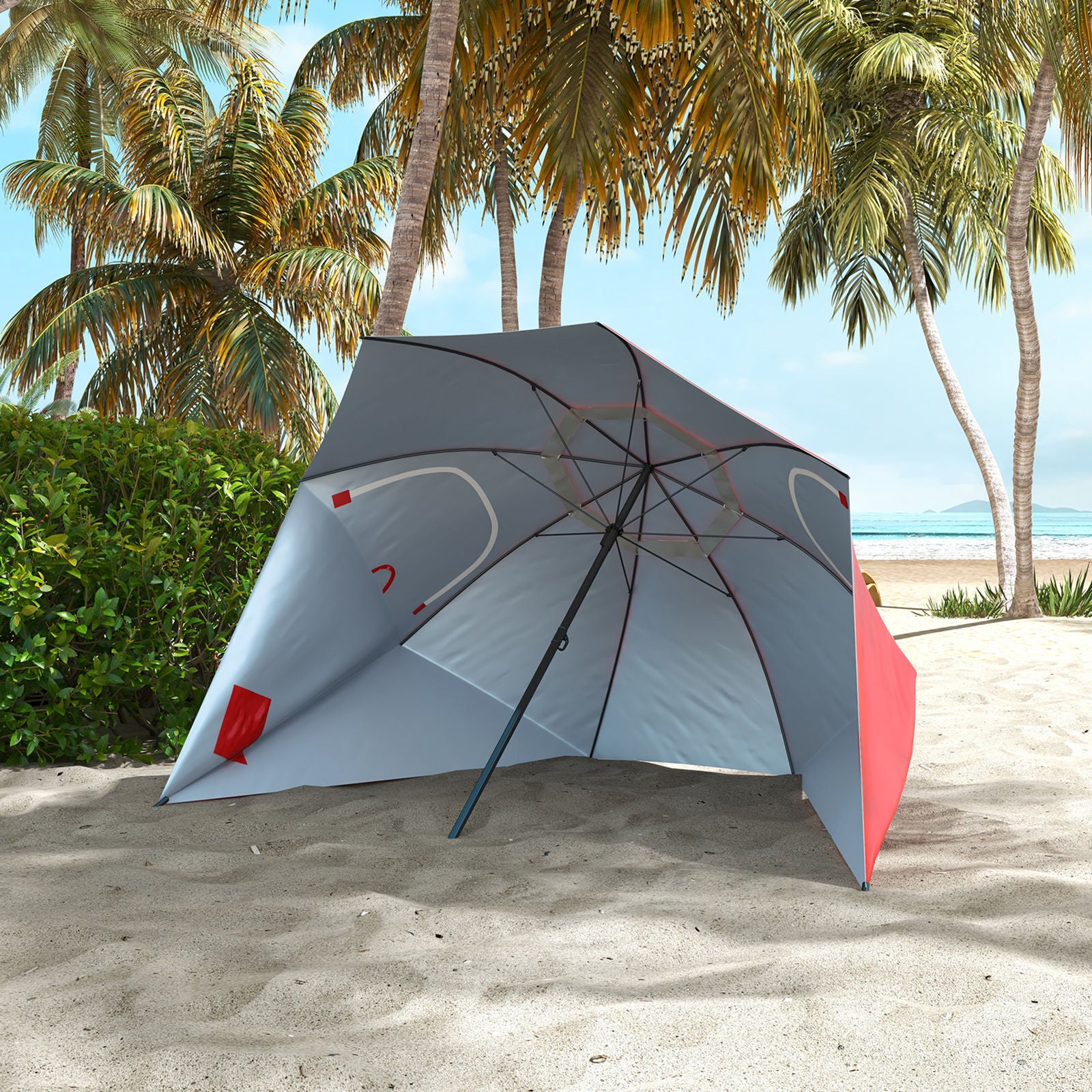 Havana Outdoors Beach Umbrella Tent 2.4M Outdoor Garden Beach Portable Shade-Outdoor Umbrellas-PEROZ Accessories