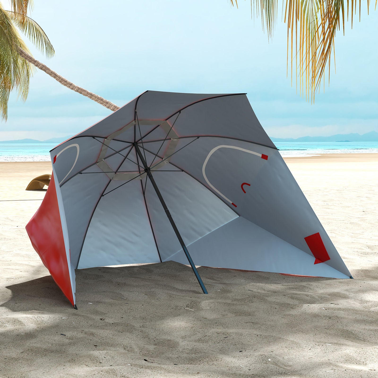 Havana Outdoors Beach Umbrella Tent 2.4M Outdoor Garden Beach Portable Shade-Outdoor Umbrellas-PEROZ Accessories