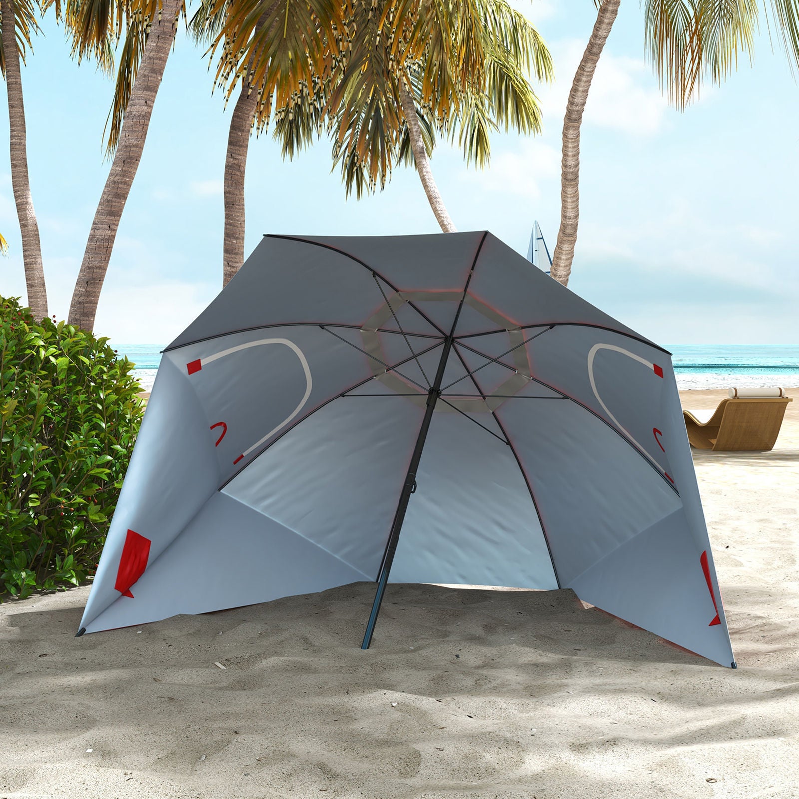 Havana Outdoors Beach Umbrella Tent 2.4M Outdoor Garden Beach Portable Shade-Outdoor Umbrellas-PEROZ Accessories