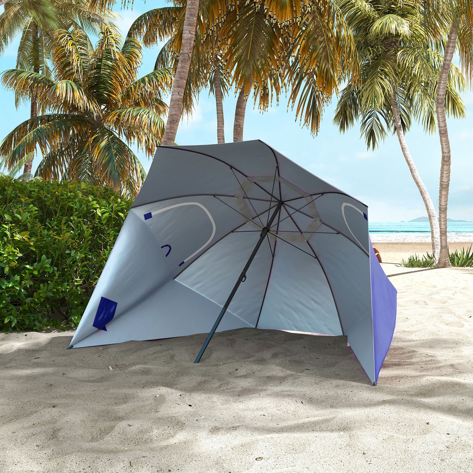 Havana Outdoors Beach Umbrella Tent 2.4M Outdoor Garden Beach Portable Shade-Outdoor Umbrellas-PEROZ Accessories
