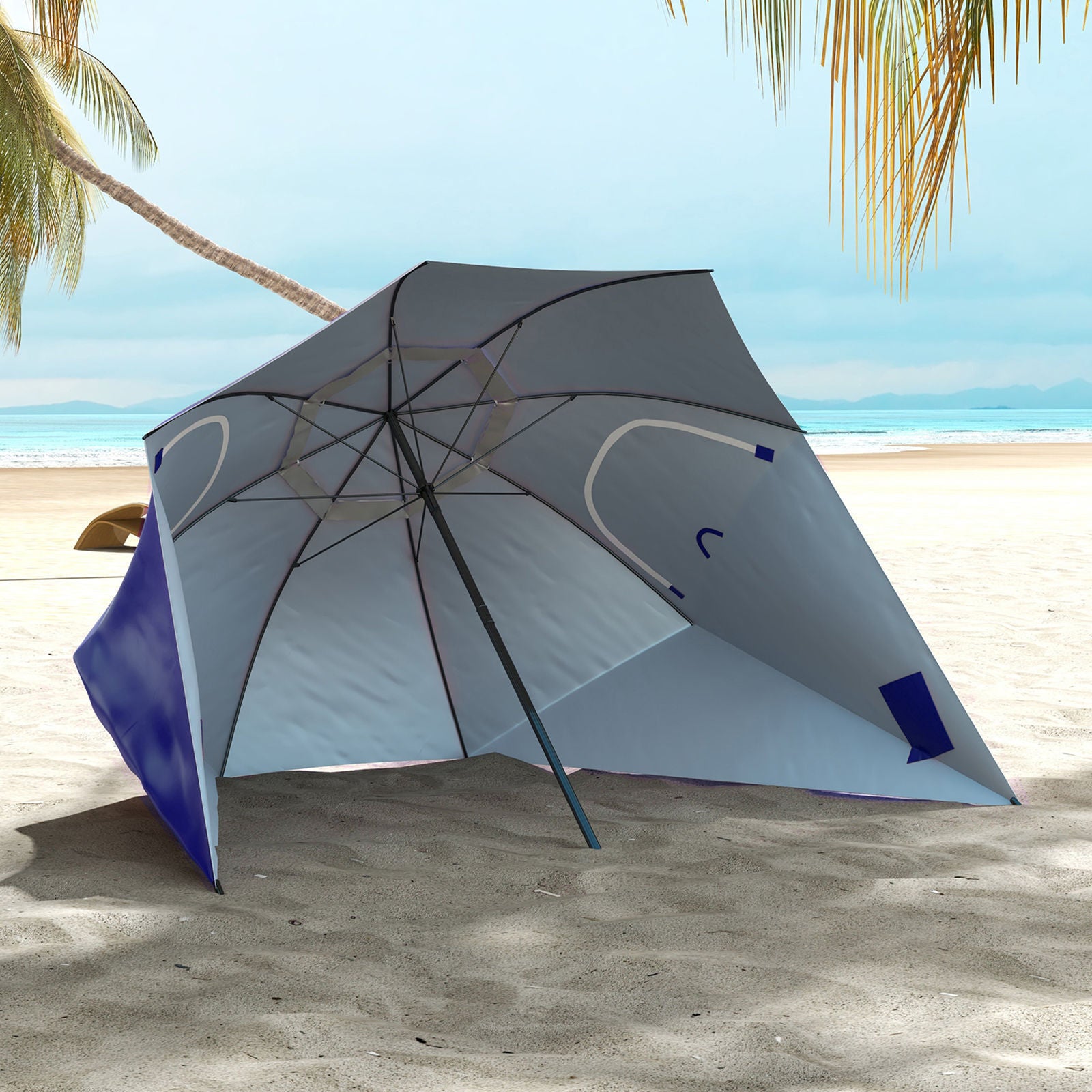 Havana Outdoors Beach Umbrella Tent 2.4M Outdoor Garden Beach Portable Shade-Outdoor Umbrellas-PEROZ Accessories