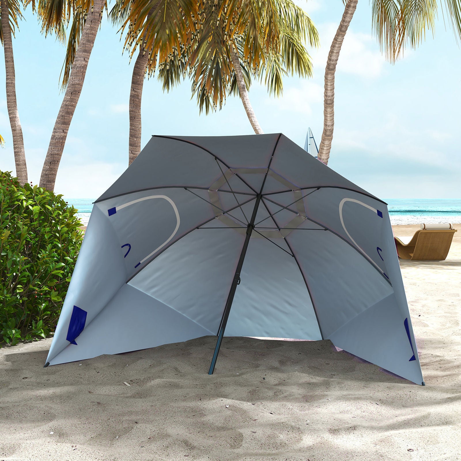 Havana Outdoors Beach Umbrella Tent 2.4M Outdoor Garden Beach Portable Shade-Outdoor Umbrellas-PEROZ Accessories