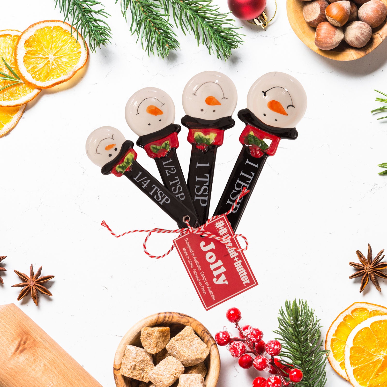 Bread and Butter Snowman Spoons 4 Pack-Decorations-PEROZ Accessories