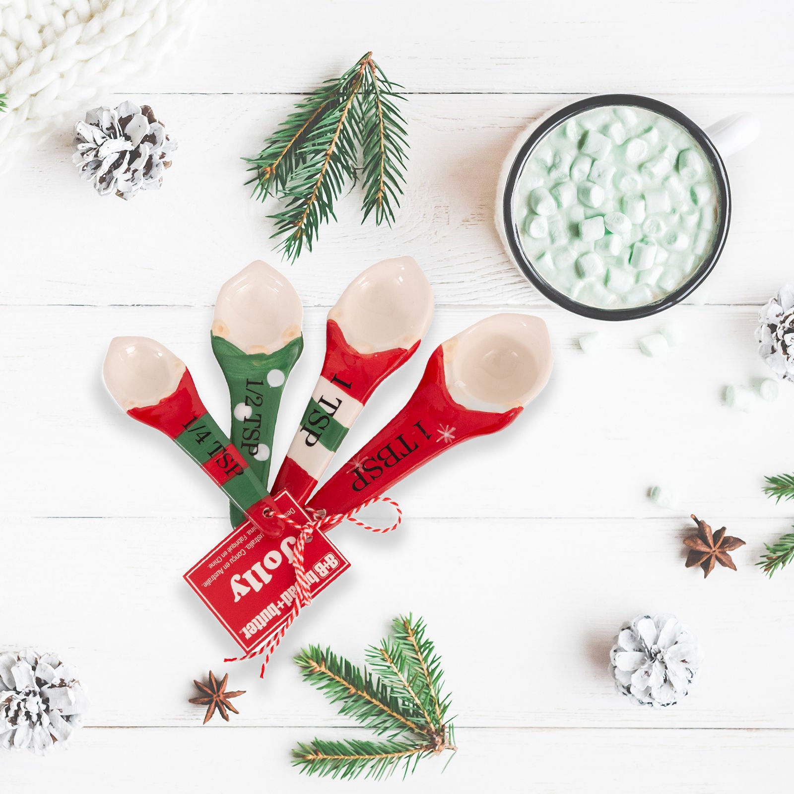 Bread and Butter Gnome Measuring Spoons - 4 Pack - Green/ Red/ White-Decorations-PEROZ Accessories