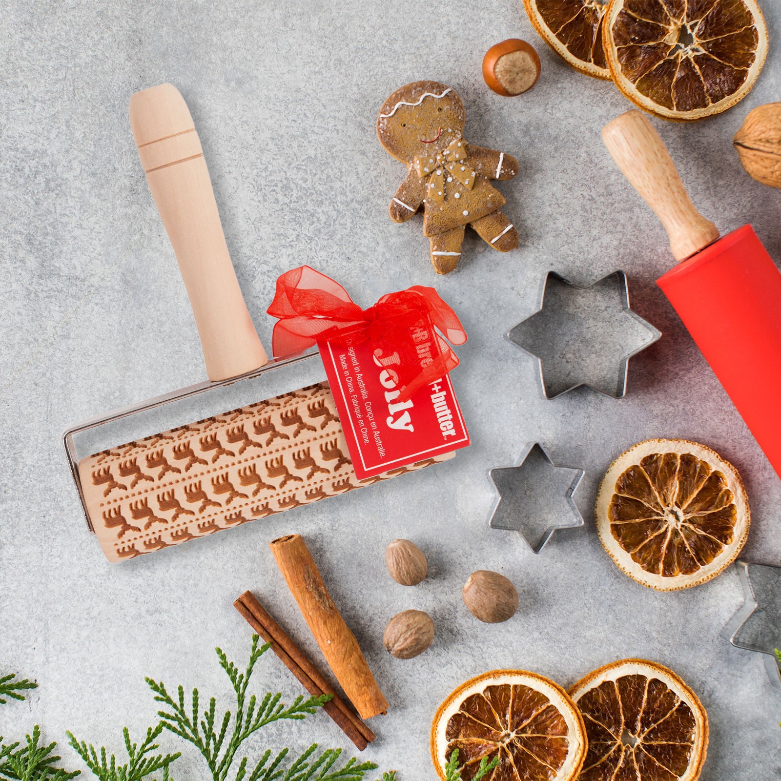 Bread and Butter Laser Etch Mini Wooden Roller with Handle - Fairisle-Decorations-PEROZ Accessories