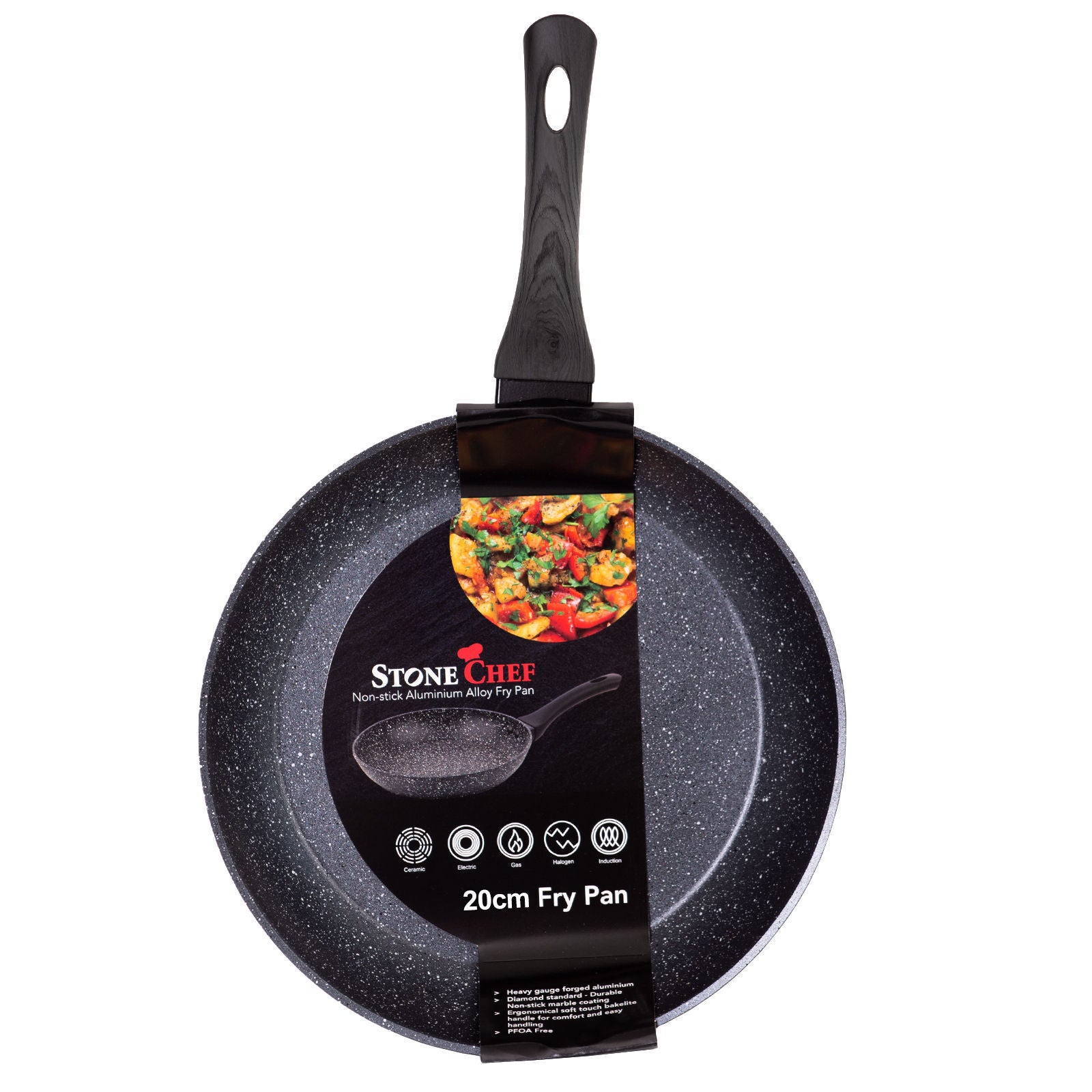 Stone Chef Forged Frying Pan Cookware Kitchen Fry Pan Grey Handle - 20cm-Cookware-PEROZ Accessories