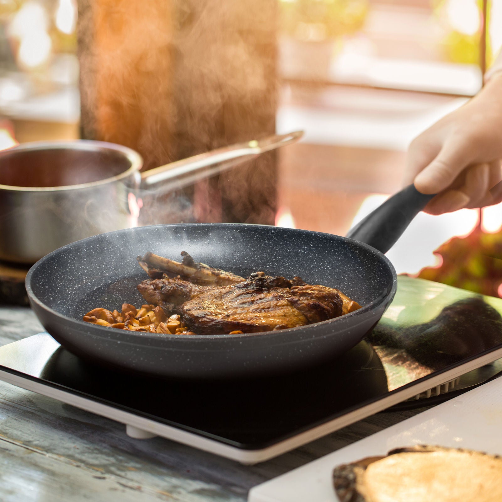 Stone Chef Forged Frying Pan Cookware Kitchen Fry Pan Grey Handle - 20cm-Cookware-PEROZ Accessories