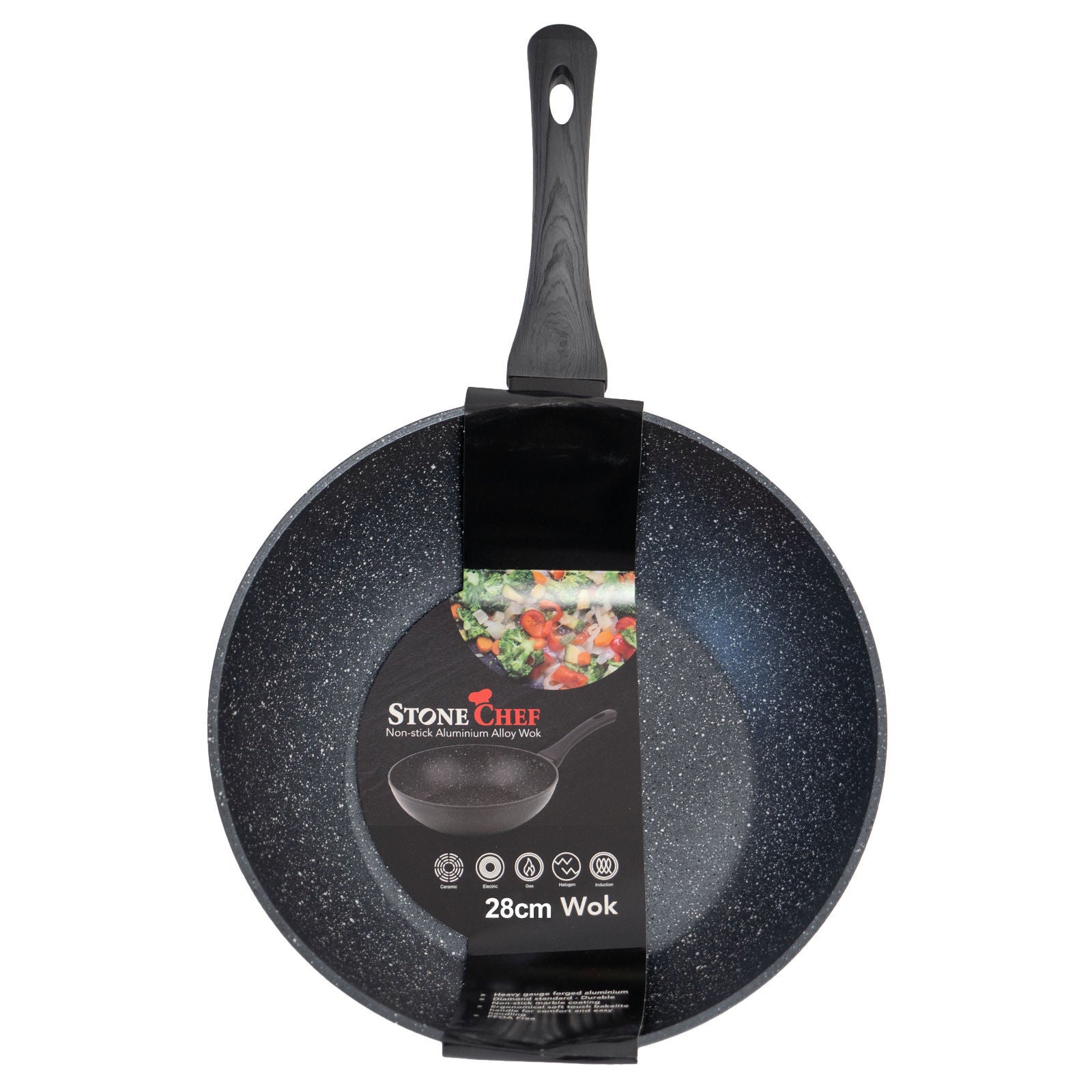 Stone Chef Forged Wok Non Stick Cookware Kitchen Grey Handle - 28cm-Cookware-PEROZ Accessories
