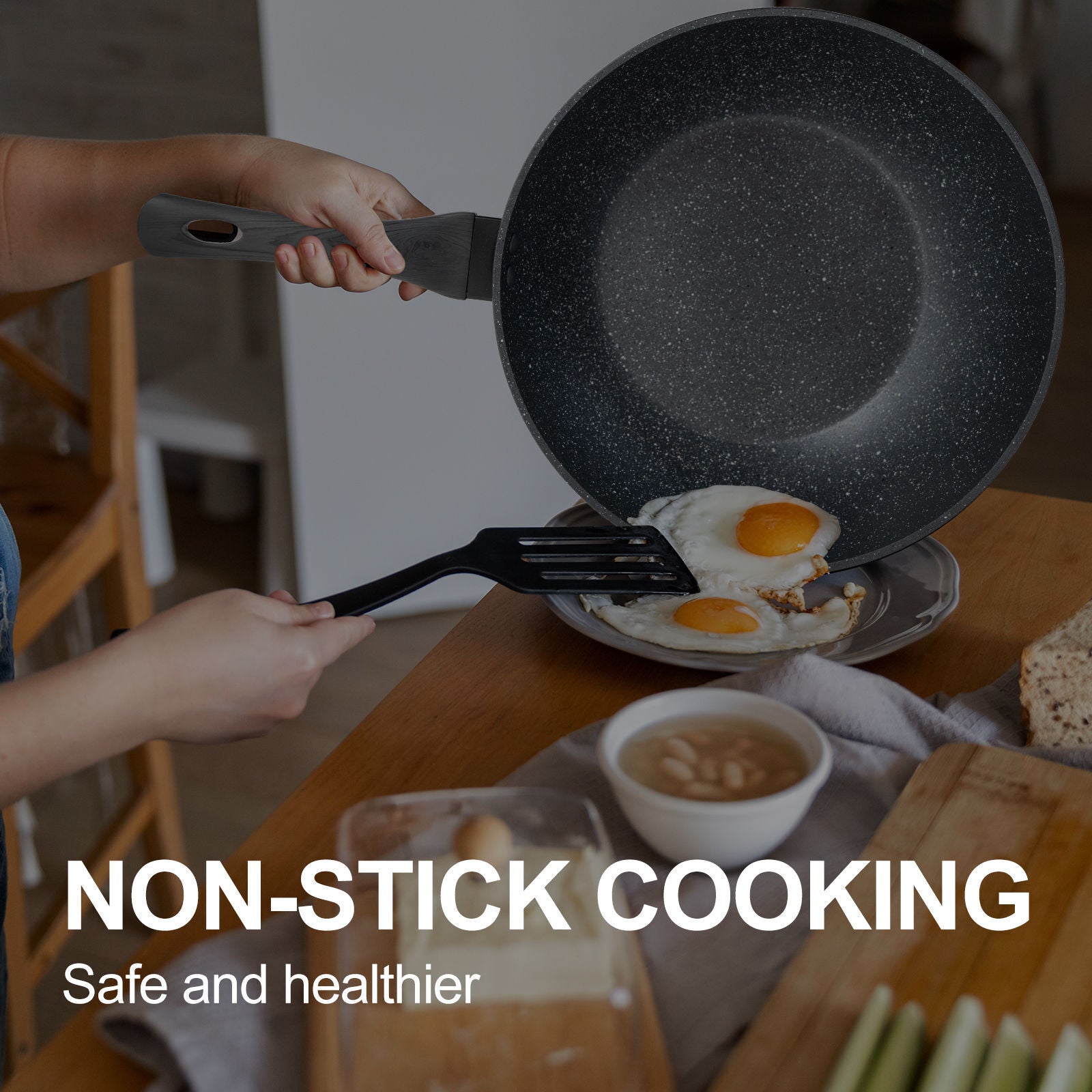 Stone Chef Forged Wok Non Stick Cookware Kitchen Grey Handle - 28cm-Cookware-PEROZ Accessories