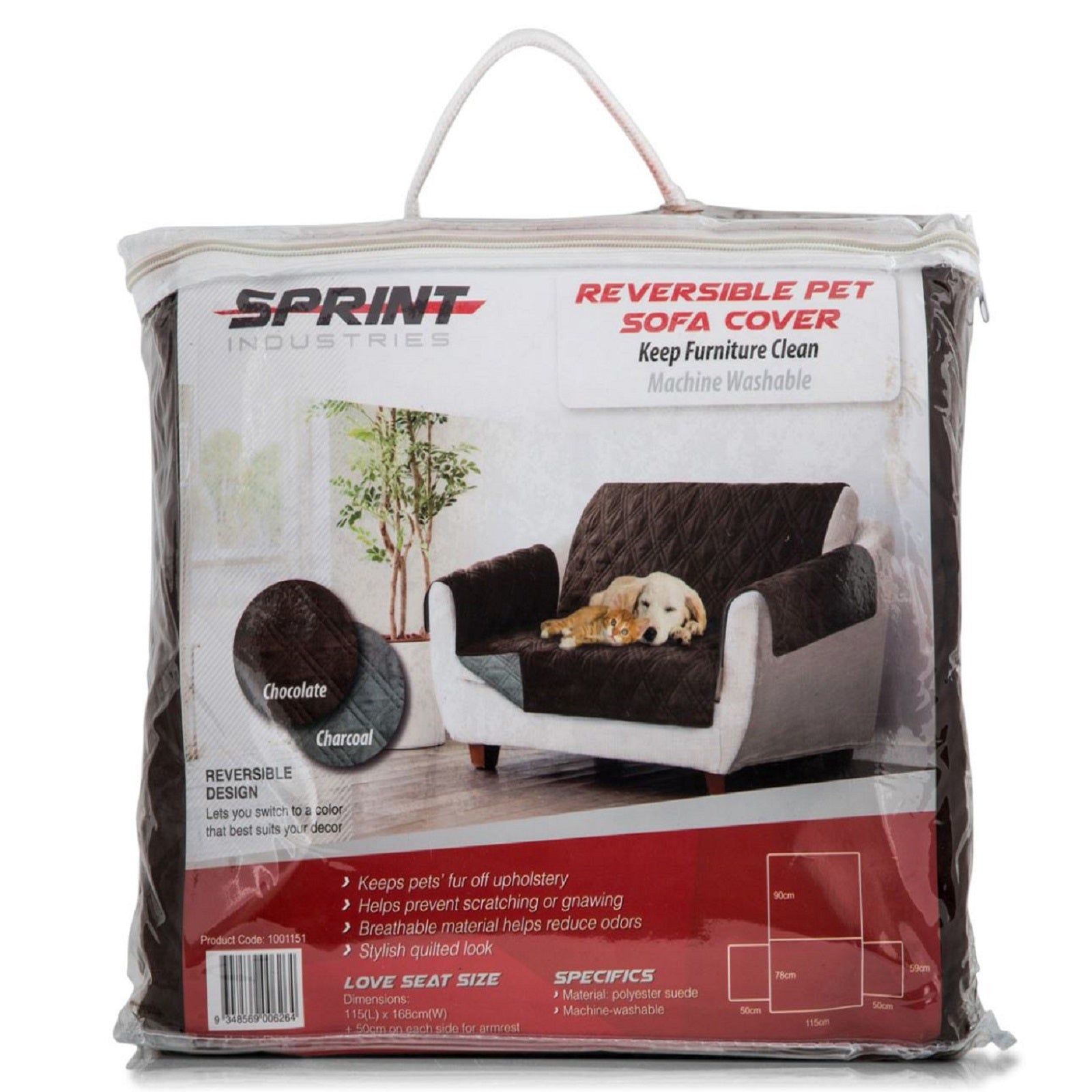 Sprint Industries Reversible Slipover Pet Couch Sofa Cover Protector Armchair-Apparel & Accessories-PEROZ Accessories