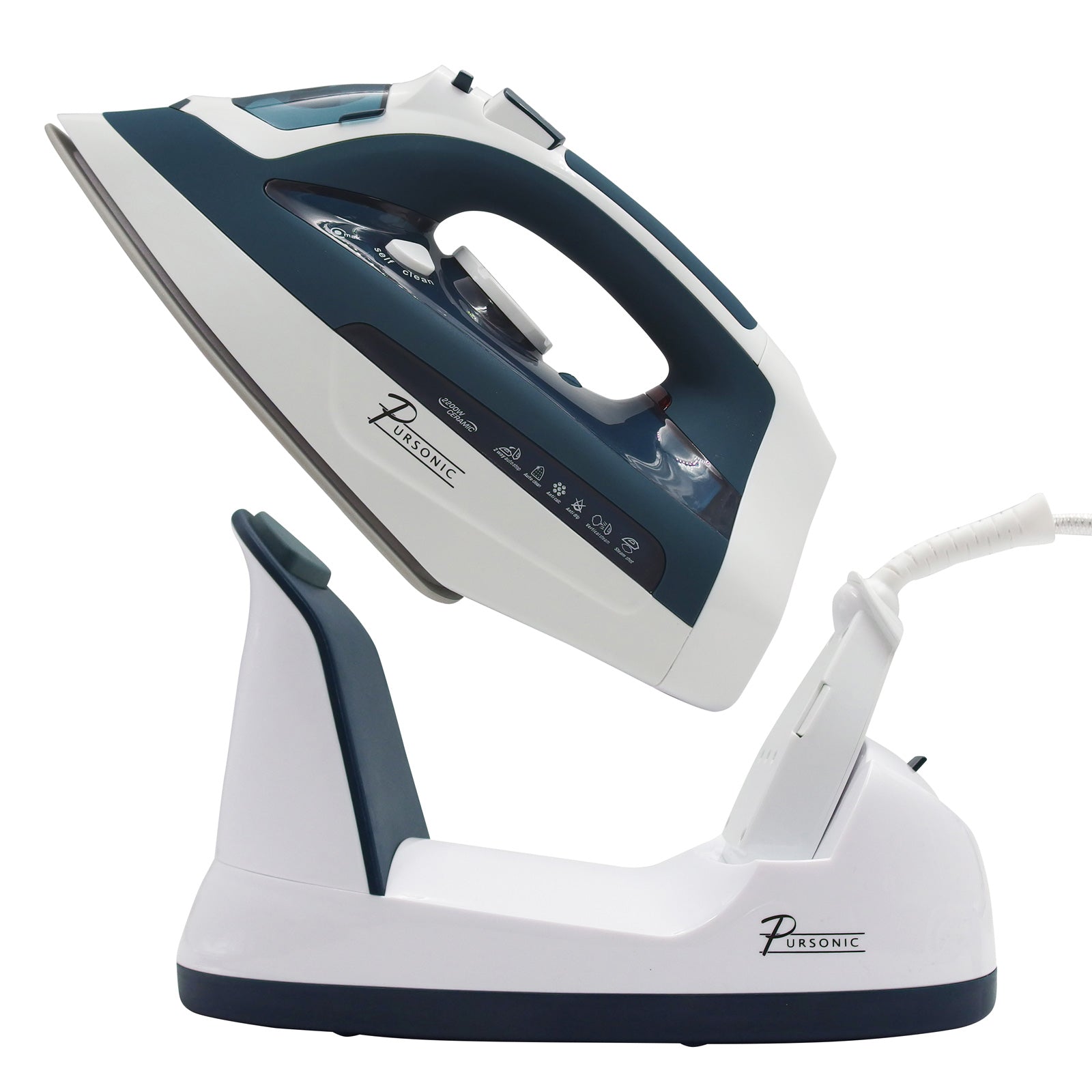 Pursonic Electric Cordless Steam Iron Portable Corded Cordless 2200W-Small Home Appliances-PEROZ Accessories