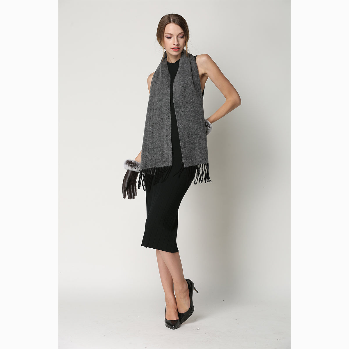 Ugg Cashmere & Wool Scarf Grey-Scarves-PEROZ Accessories