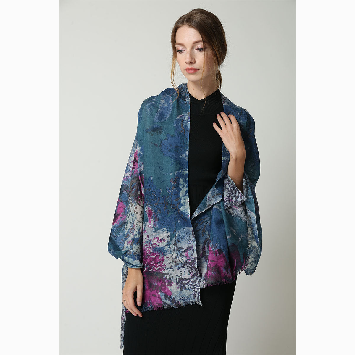 Ugg 100% Australian Merino Wool Scarf Peacock Blue-Scarves-PEROZ Accessories