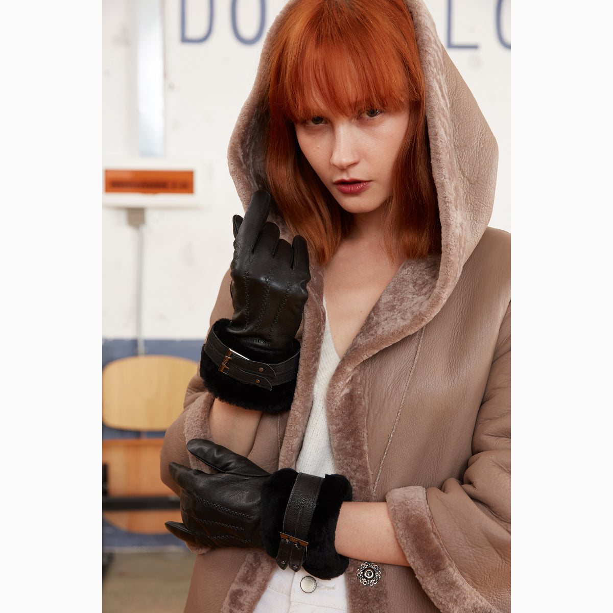 Ugg Lamb Skin Cuff Glove-Gloves-PEROZ Accessories