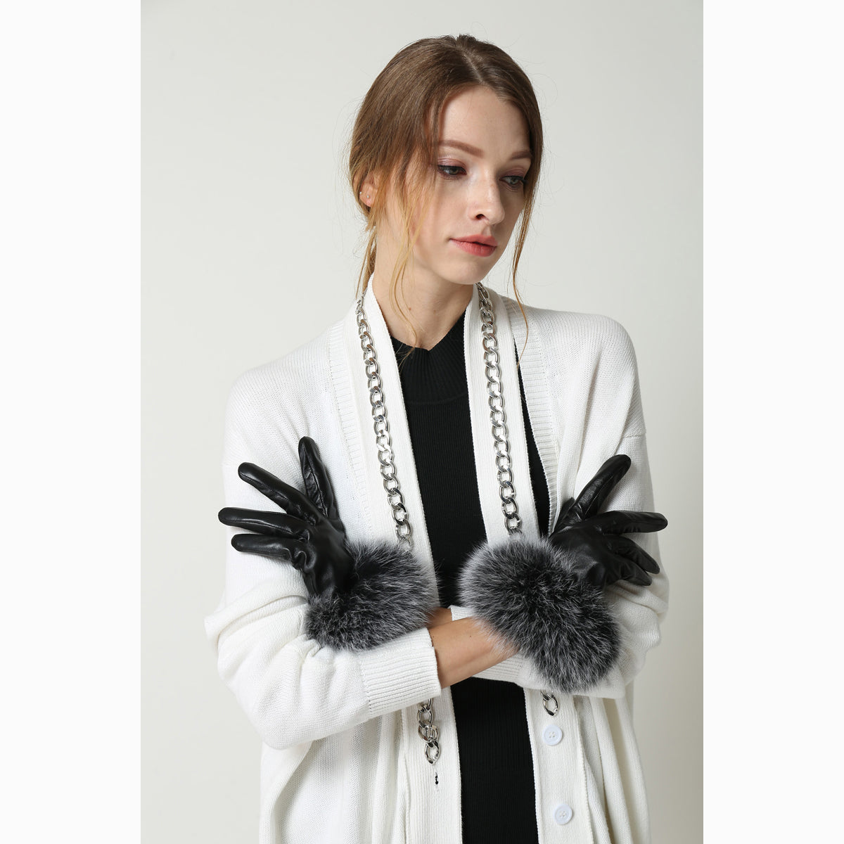 Ugg Touch Screen Fur Glove-Gloves-PEROZ Accessories