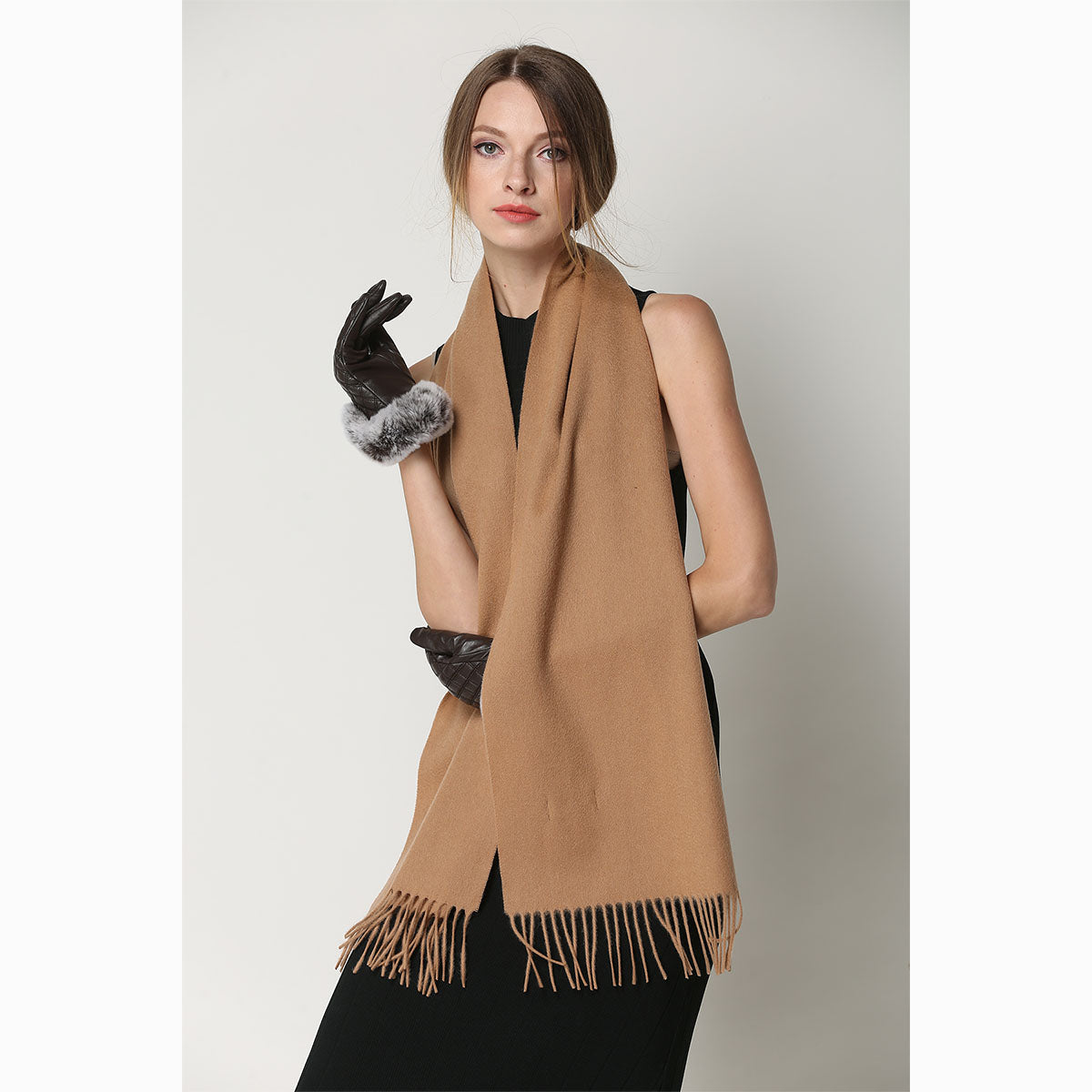 Ugg Cashmere & Wool Scarf Camel-Scarves-PEROZ Accessories