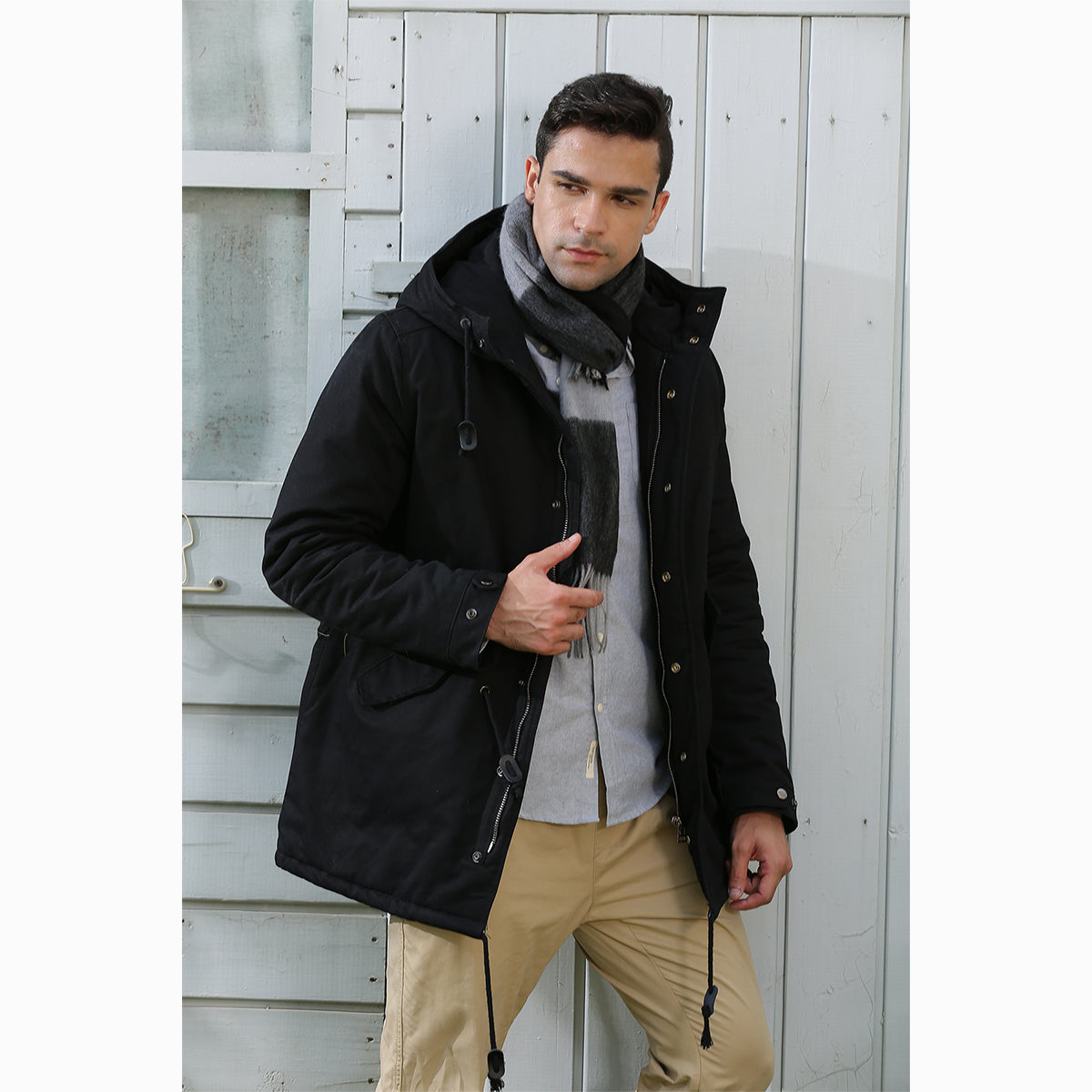 Ugg Cashmere & Wool Scarf Blue Grey and Black-Scarves-PEROZ Accessories
