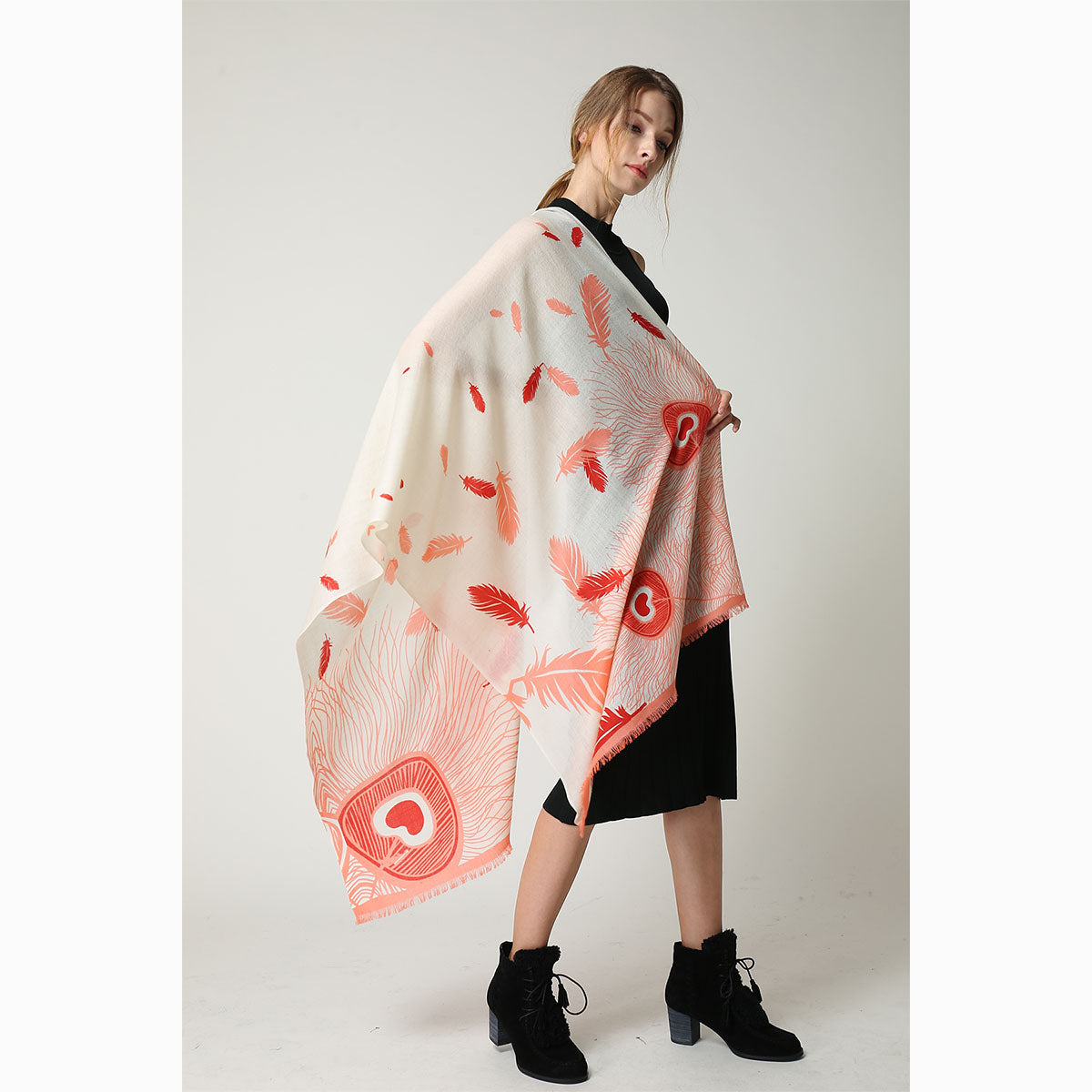 Ugg 100% Australian Merino Wool Scarf Cream and Coral-Scarves-PEROZ Accessories