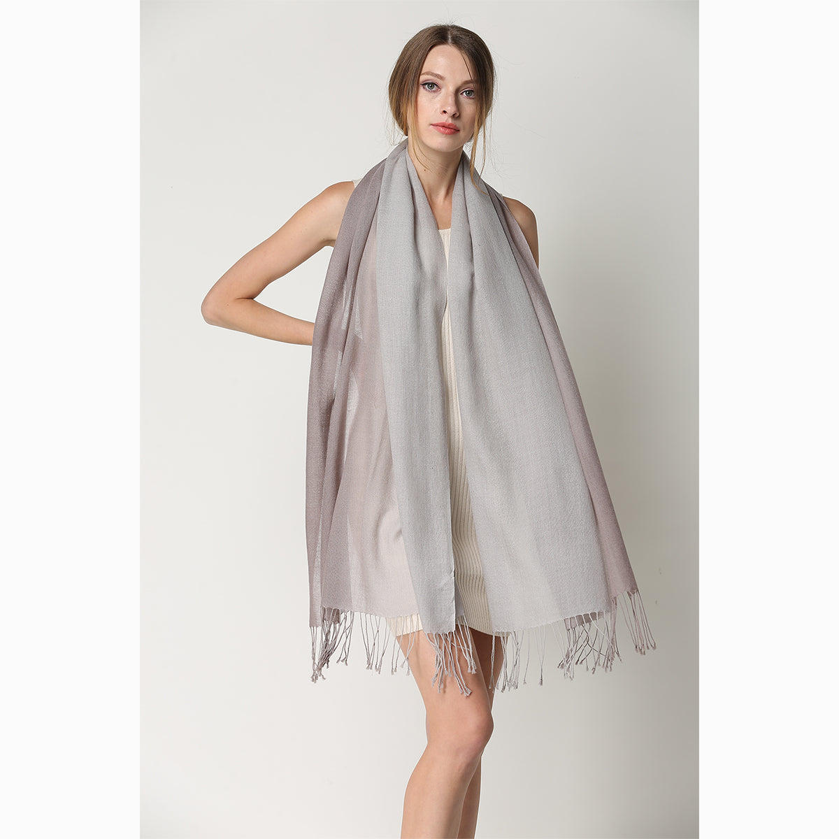 Ugg 100% Merino Wool Tie Dye Scarf Grey and Taupe-Scarves-PEROZ Accessories