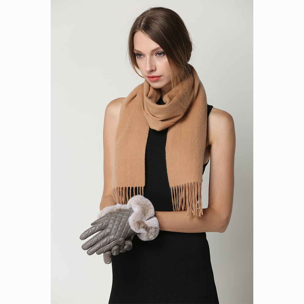 Ugg 100% Wool Scarf Beige-Scarves-PEROZ Accessories