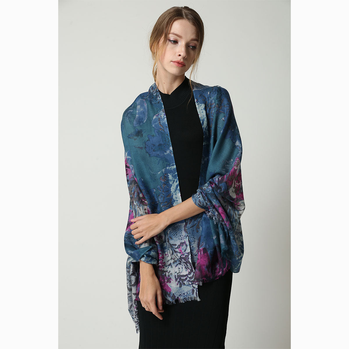 Ugg 100% Australian Merino Wool Scarf Peacock Blue-Scarves-PEROZ Accessories