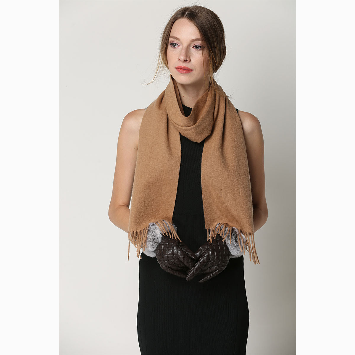 Ugg Cashmere & Wool Scarf Camel-Scarves-PEROZ Accessories