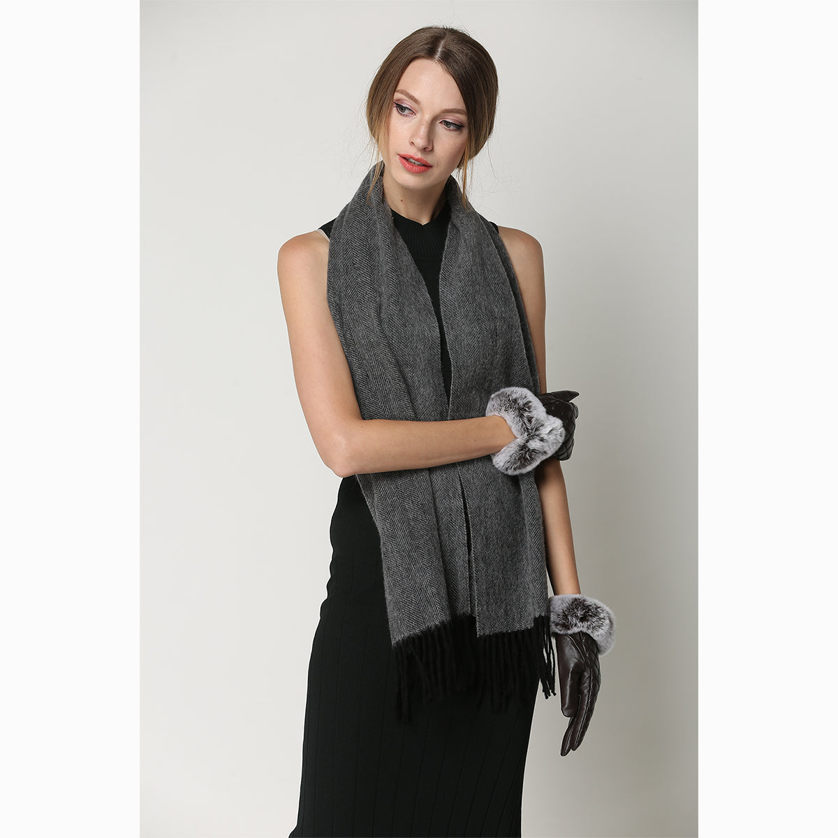 Ugg Cashmere & Wool Scarf Grey-Scarves-PEROZ Accessories