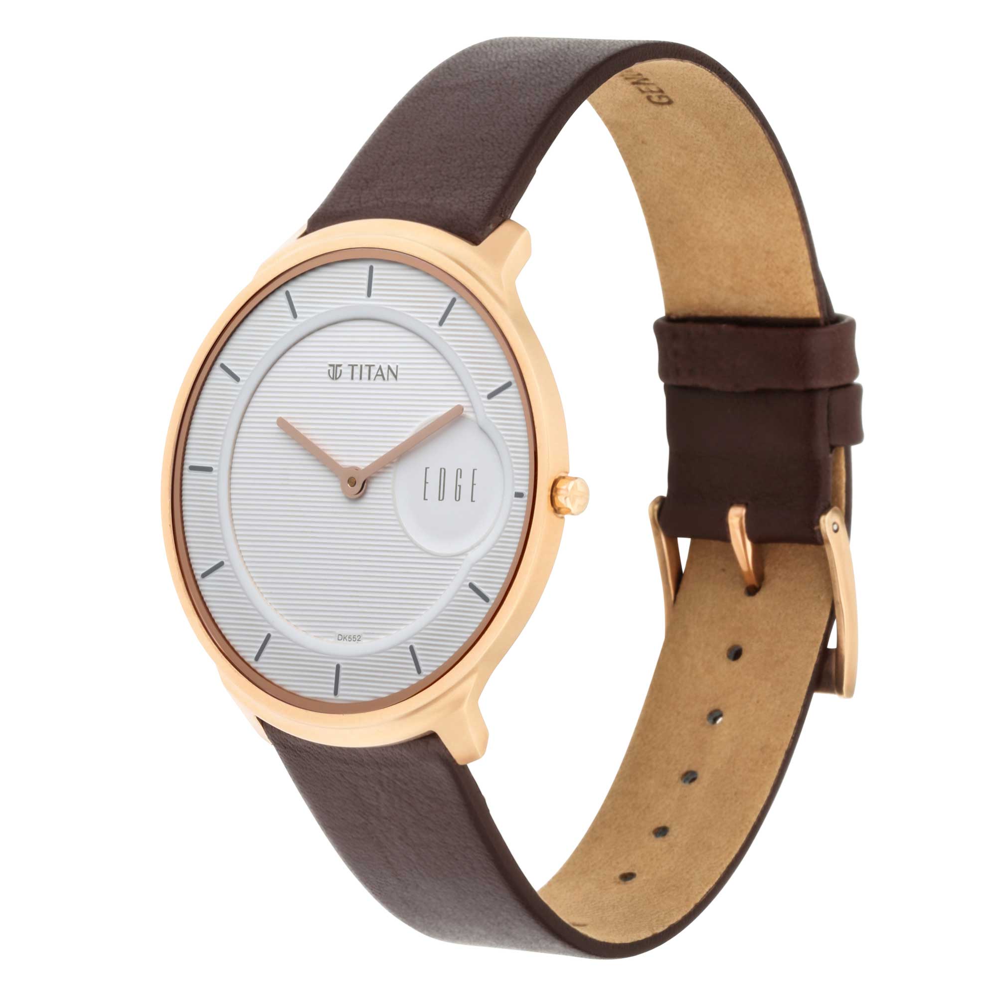 Titan Quartz Analogue White Dial Leather Strap Watch for Men-PEROZ Accessories