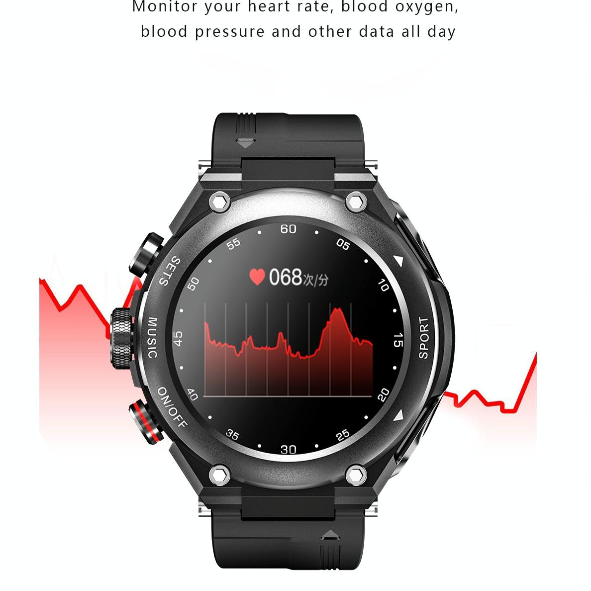 1.28 Inch Ips Touch Screen 2 In 1 Bluetooth Headset Smart Watch Support Heart Rate Monitoring / Bluetooth Music - Silver-Smart Watches-PEROZ Accessories