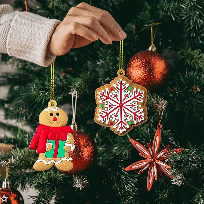 12pcs Christmas Ornaments Cute Snowman Xmas Tree Decorations Santa Claus Plastic Figurines Ornaments with Sugar Cookie House for Christmas Tree Hanging Party DIY Decor 3 Inch Tall-Occasions > Christmas > Christmas Decorations-PEROZ Accessories