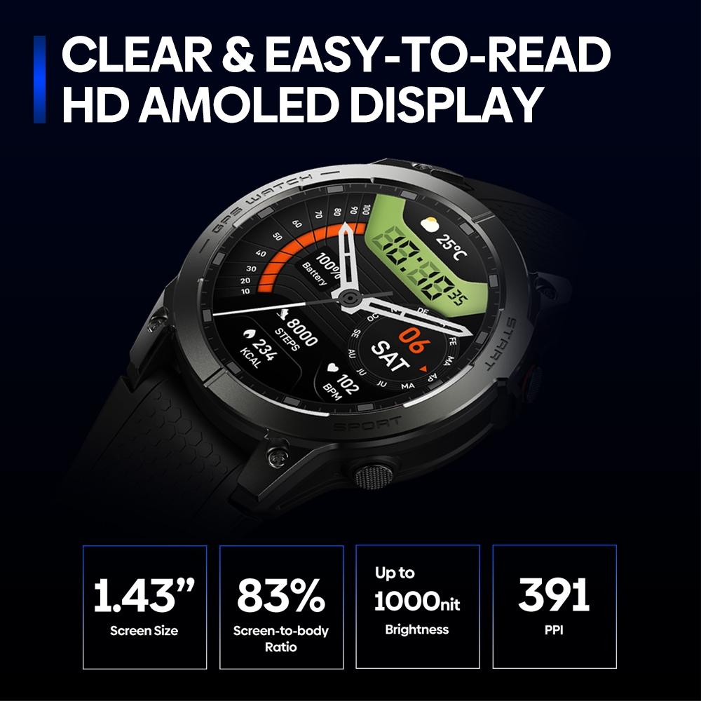 1.43 Inch Amoled Screen Sports Smart Watch Support Bluetooth Call - Black-Smart Watches-PEROZ Accessories