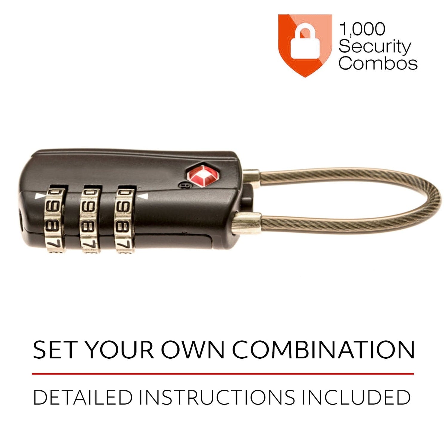 2 x TSA Approved 3 Digit Combination Locks Cable Luggage Suitcase Security Locks-Travel Accessories-PEROZ Accessories